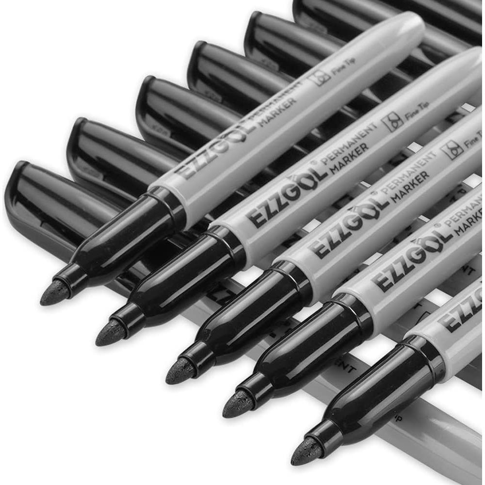 Marcadores Permanentes Ezzgol 72 Unidades Punta Fina Negros