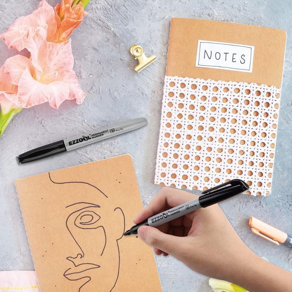 Marcadores Permanentes Ezzgol 72 Unidades Punta Fina Negros