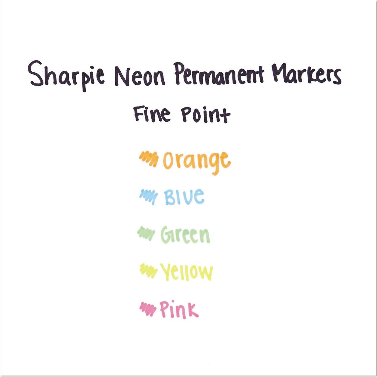 Marcador Permanente Neon Sharpie Fino - Paquete de 5 Colores