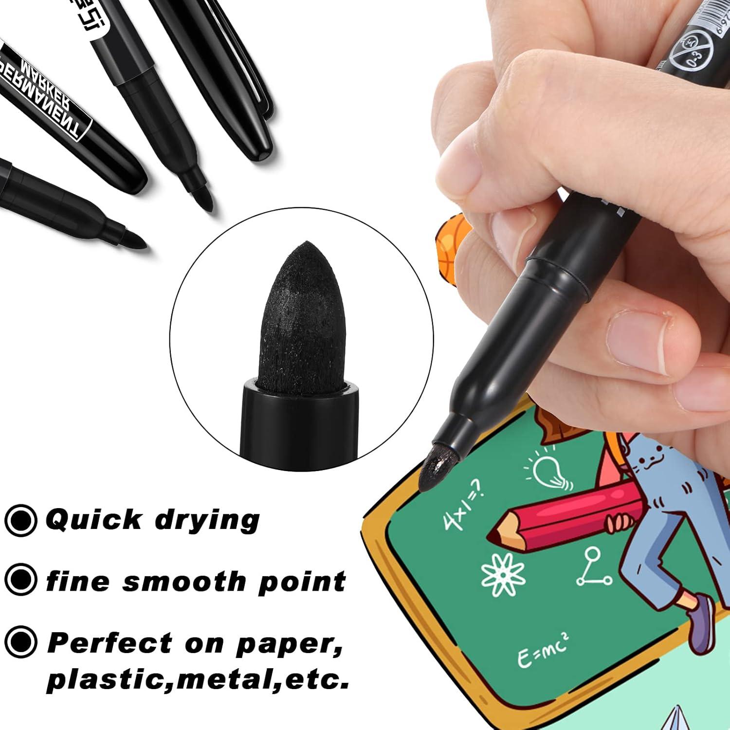 Marcadores Permanentes Thenshop 300 Unidades Punta Fina Negro