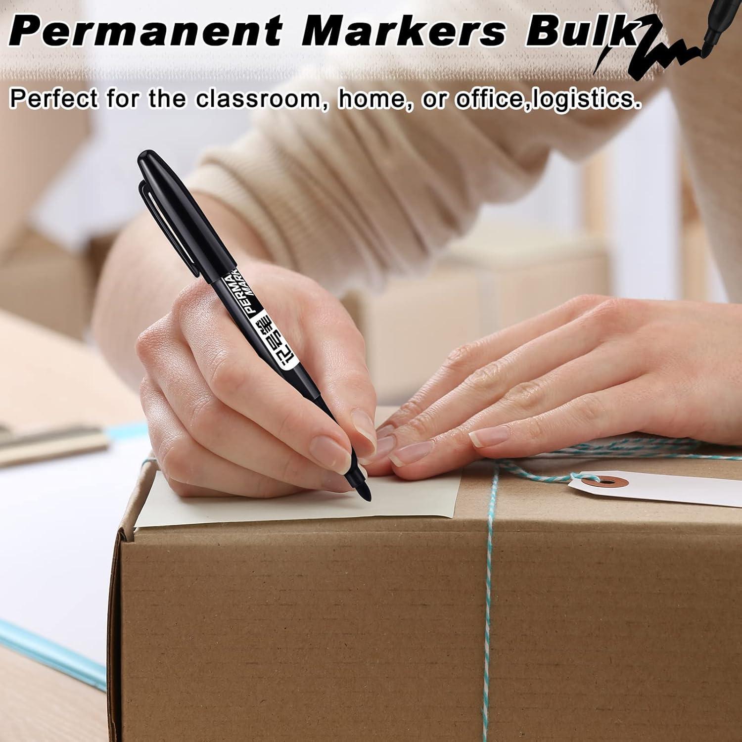 Marcadores Permanentes Thenshop 300 Unidades Punta Fina Negro