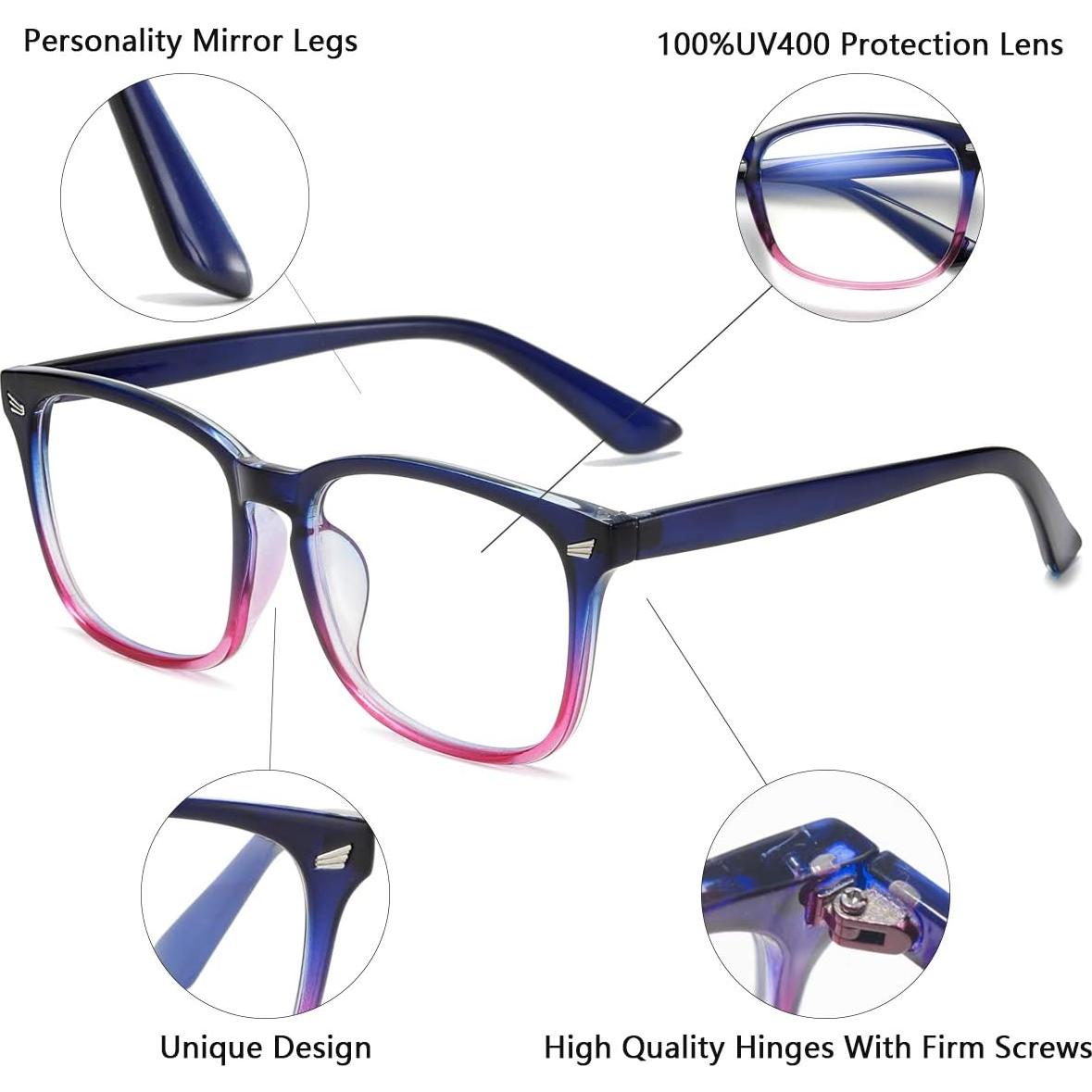 Gafas AISSWZBER Cuadradas Transparentes UV400 Rosa