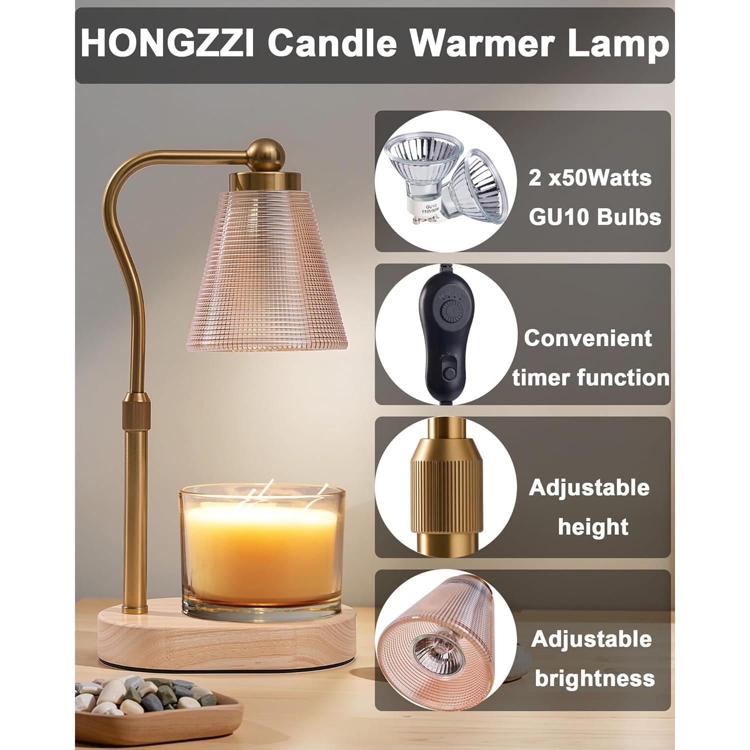 Lámpara Calentadora de Velas HONGZZI con Temporizador y 2 Bombillas