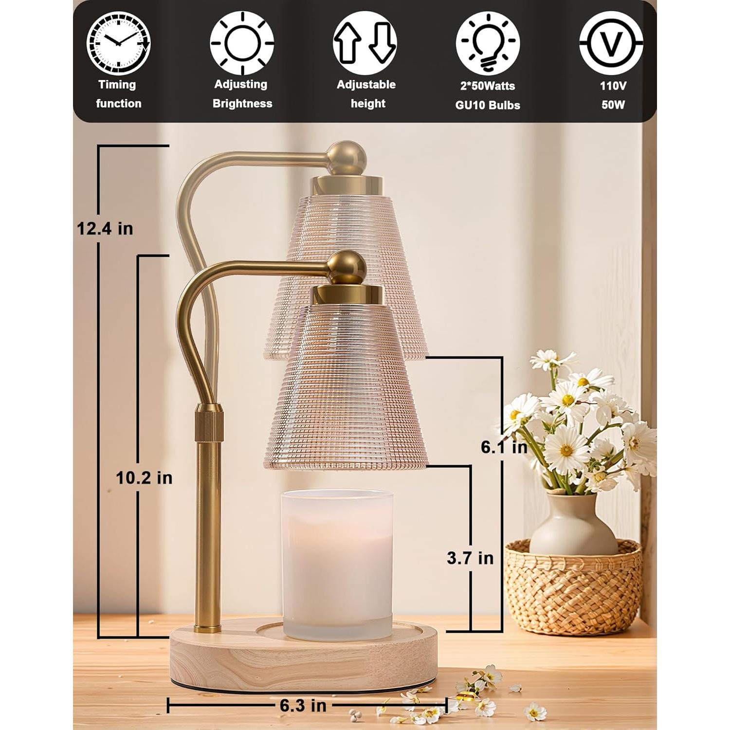 Lámpara Calentadora de Velas HONGZZI con Temporizador y 2 Bombillas