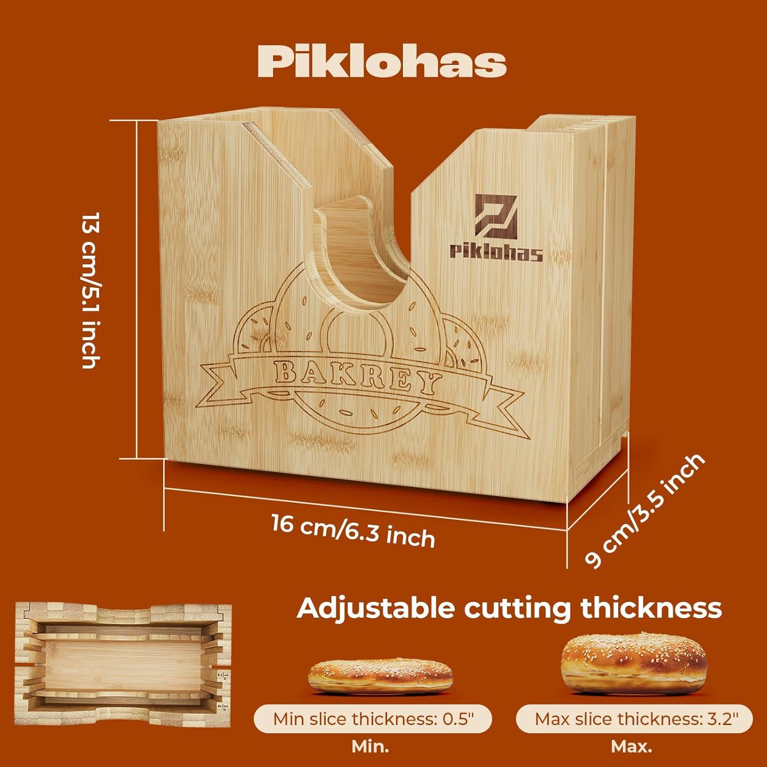 Cortador de Bagels Piklohas de Bambú Natural con Grosor Ajustable