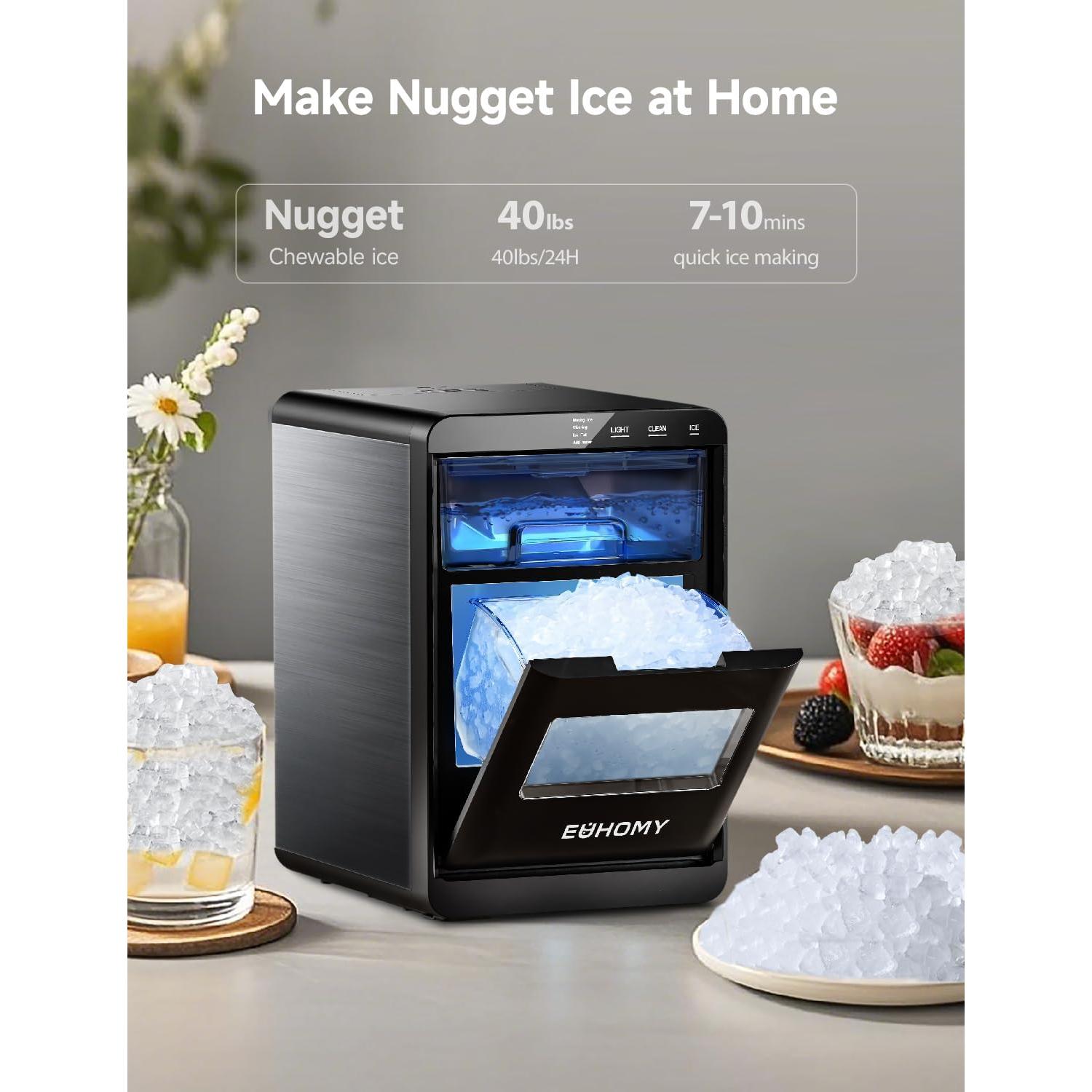 Máquina de Hielo en Nuggets EUHOMY IM017-NBL 18.14Kg/día