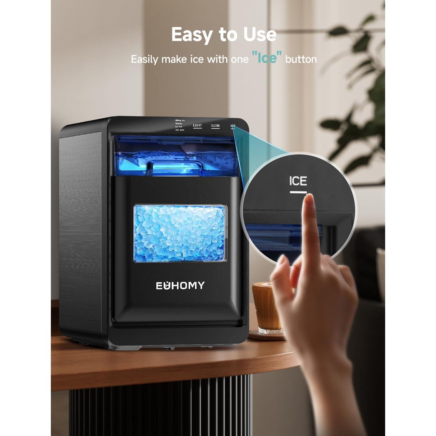 Máquina de Hielo en Nuggets EUHOMY IM017-NBL 18.14Kg/día