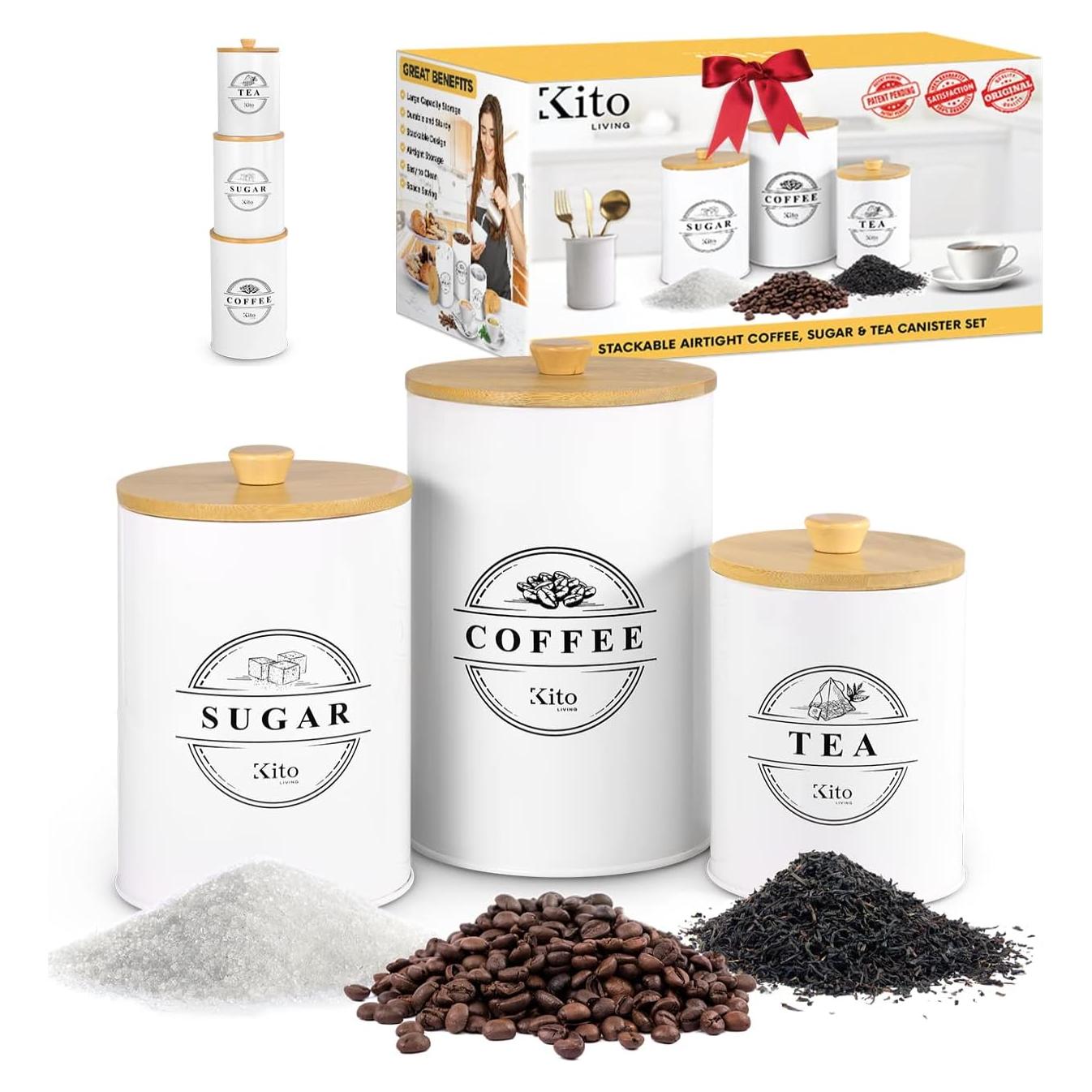 Conjunto de Tarros Herméticos Kito Living - Blanco, 3 Piezas