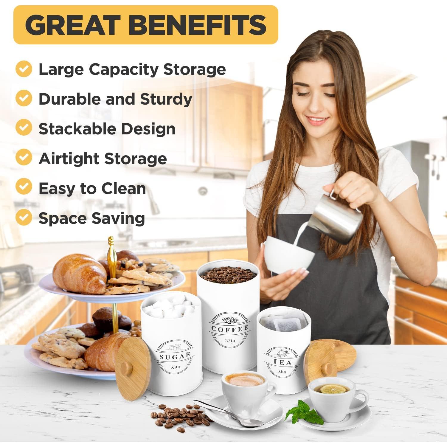 Conjunto de Tarros Herméticos Kito Living - Blanco, 3 Piezas