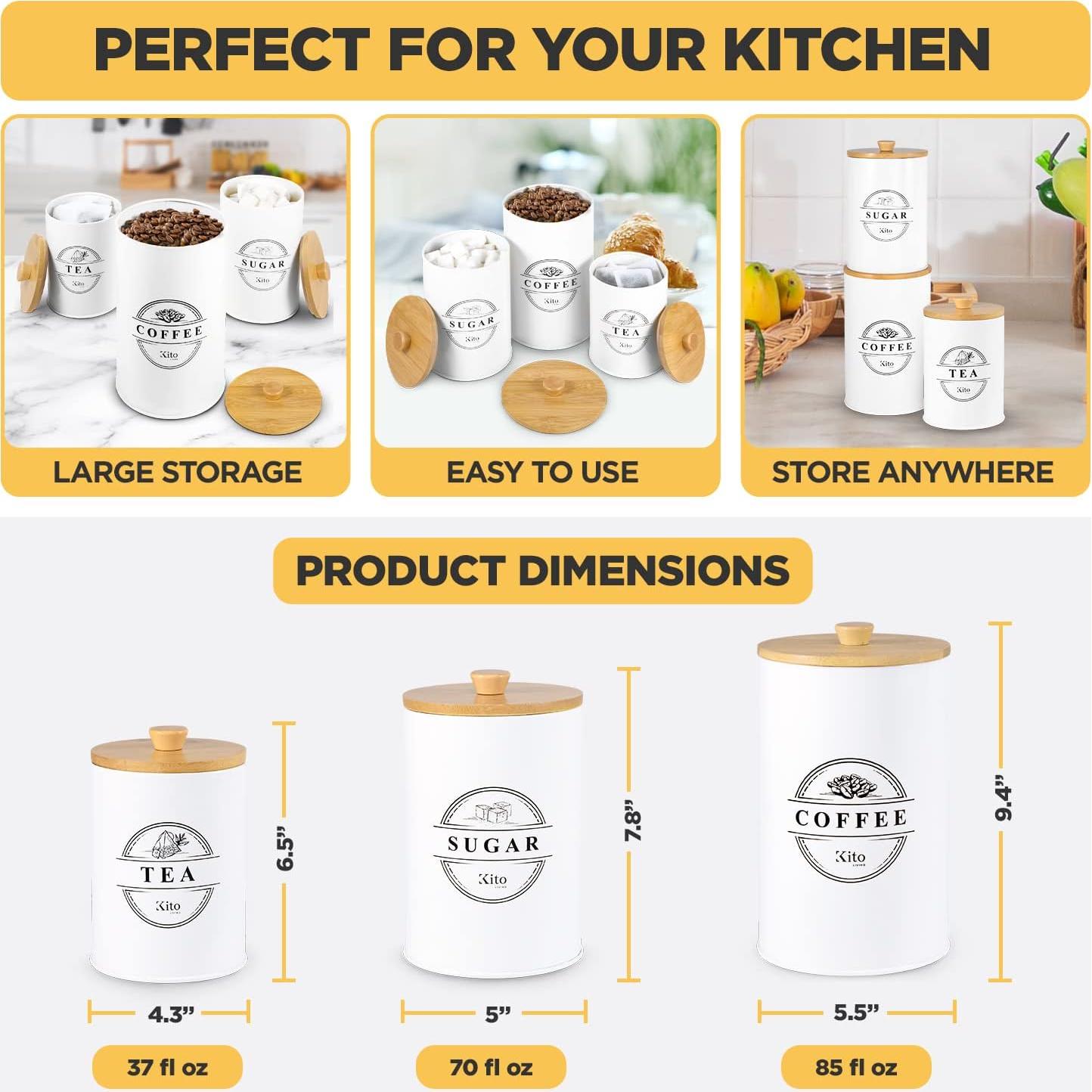 Conjunto de Tarros Herméticos Kito Living - Blanco, 3 Piezas