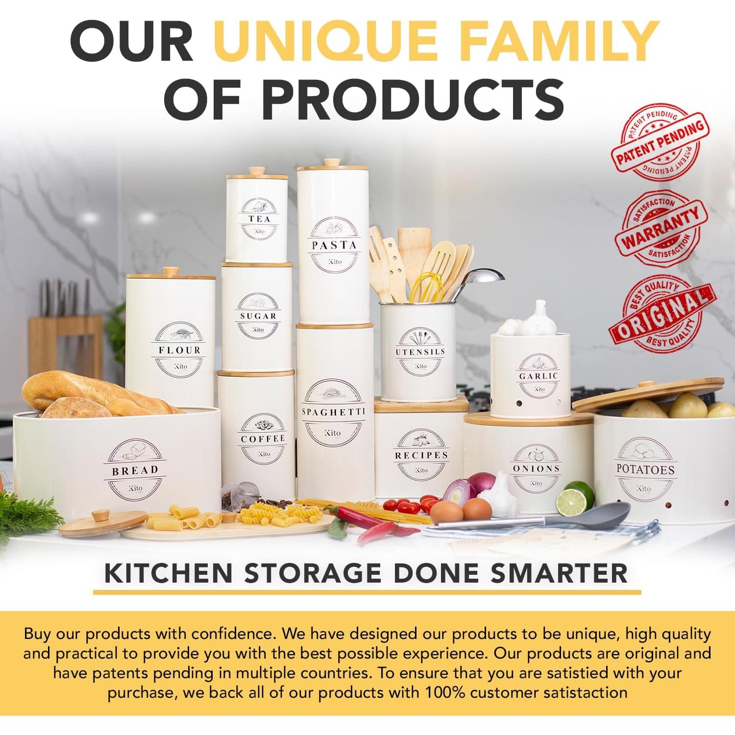 Conjunto de Tarros Herméticos Kito Living - Blanco, 3 Piezas