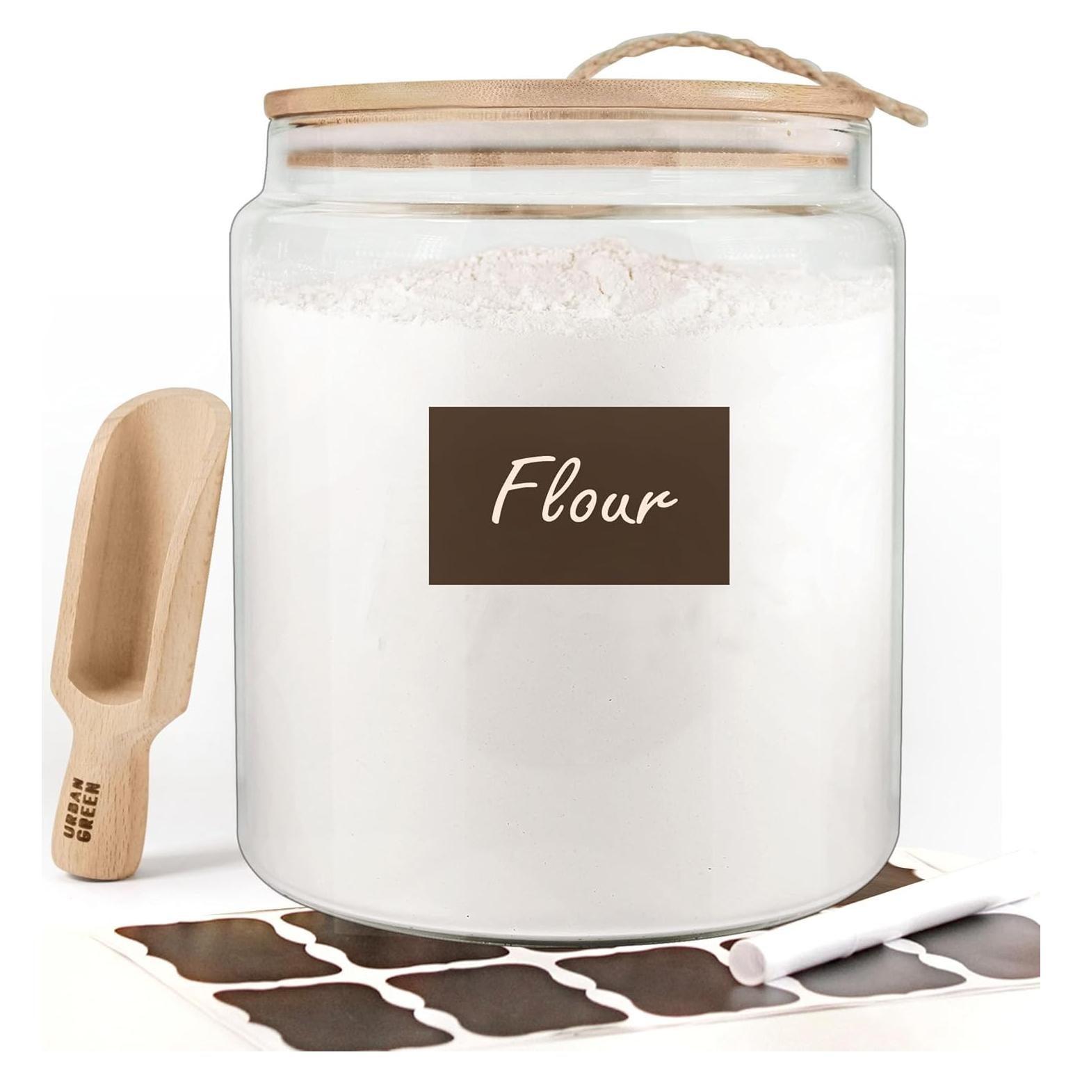 Urban Green Glass Jars with Airtight Lids, Airtight Glass Canisters with Locking Lids, (Bamboo-1Gal)