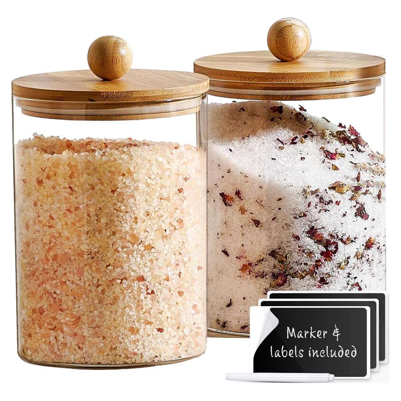 Juego de 2 tarros de vidrio Le'raze 1.93L con tapas de bambú