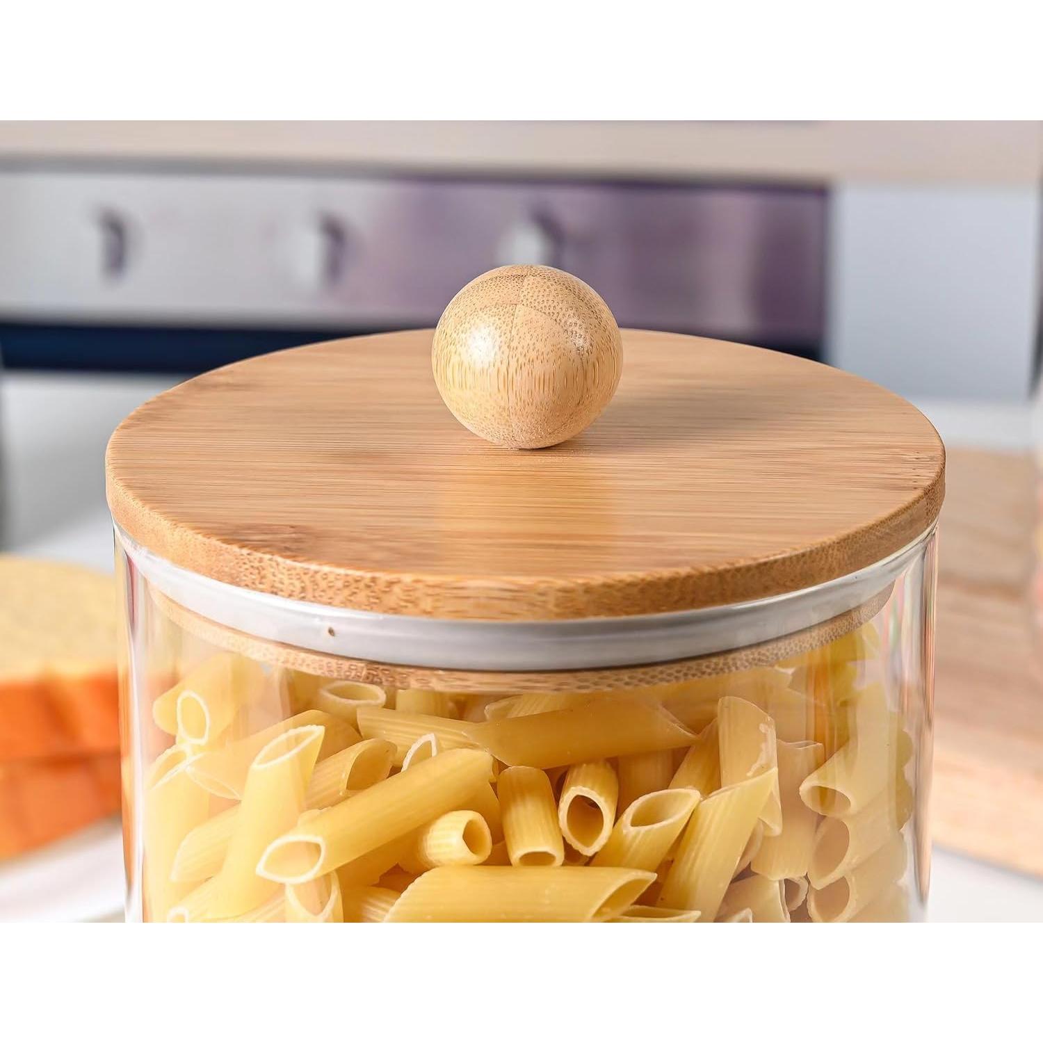 Juego de 2 tarros de vidrio Le'raze 1.93L con tapas de bambú