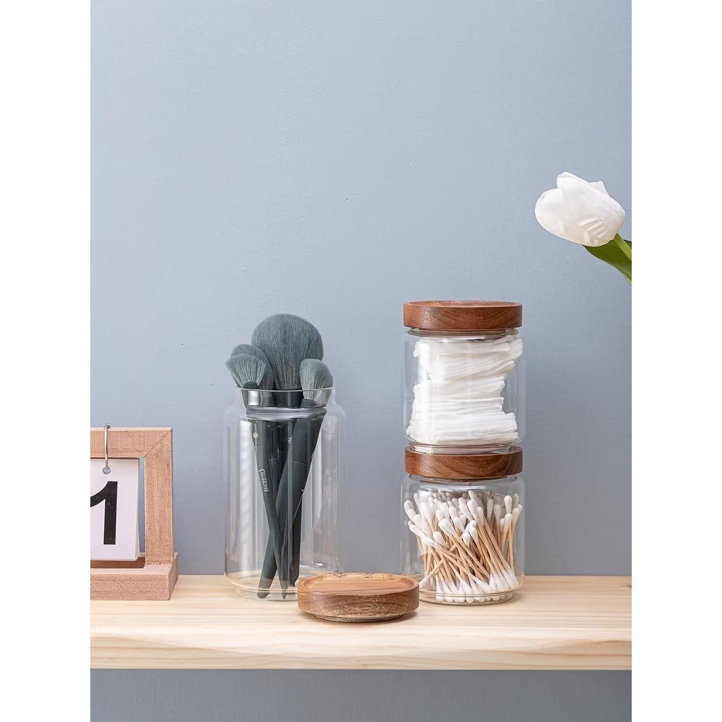 Set de 5 Tarros de Vidrio Kanwone con Tapas de Bambú Herméticas