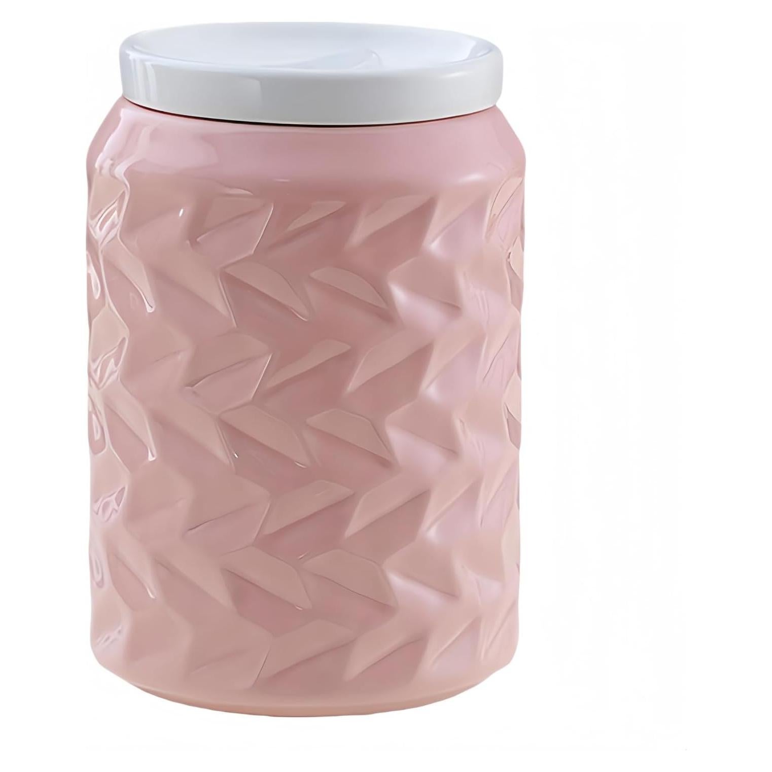 Tarro de Cerámica con Tapa UUBeauty 750ml Rosa Geométrico