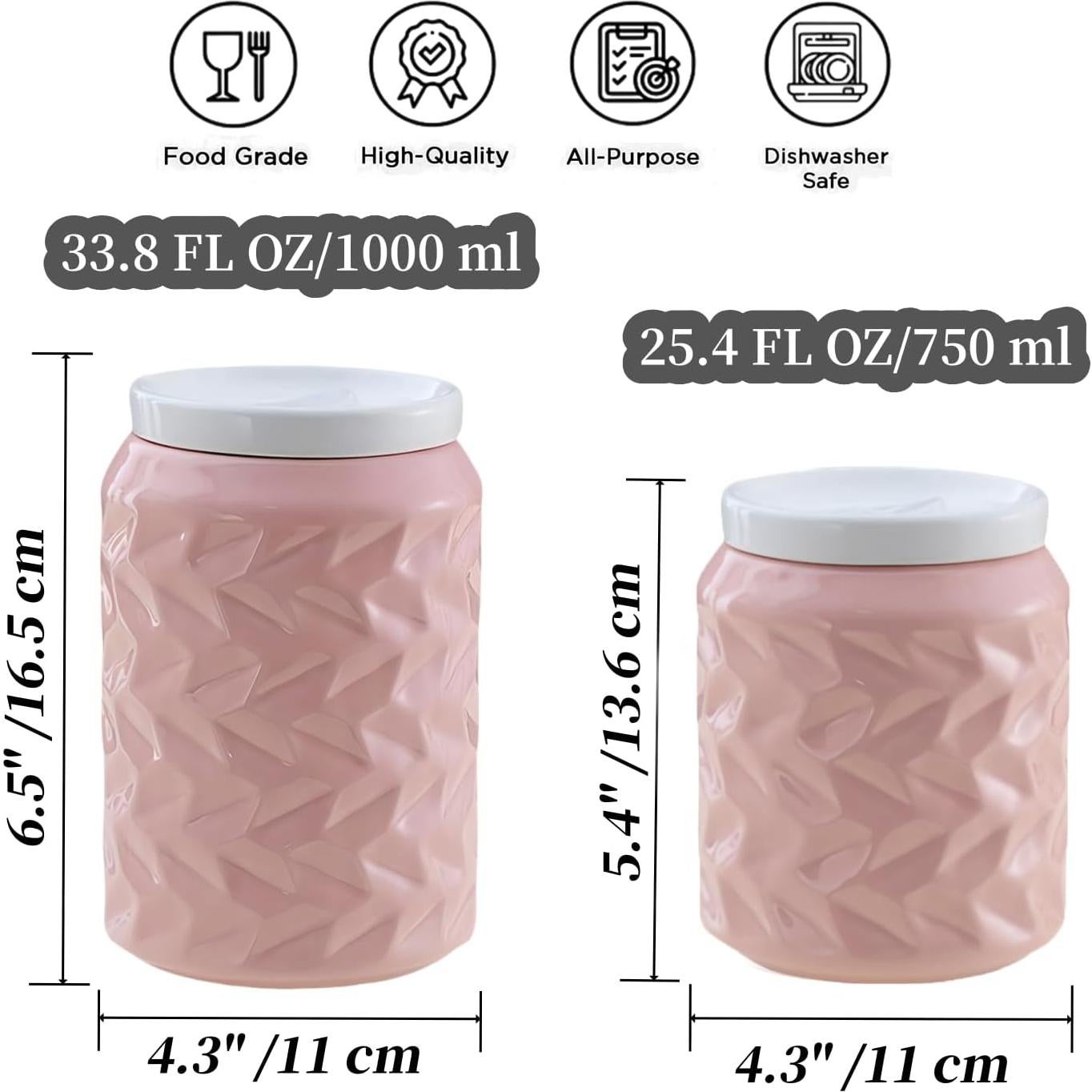 Tarro de Cerámica con Tapa UUBeauty 750ml Rosa Geométrico