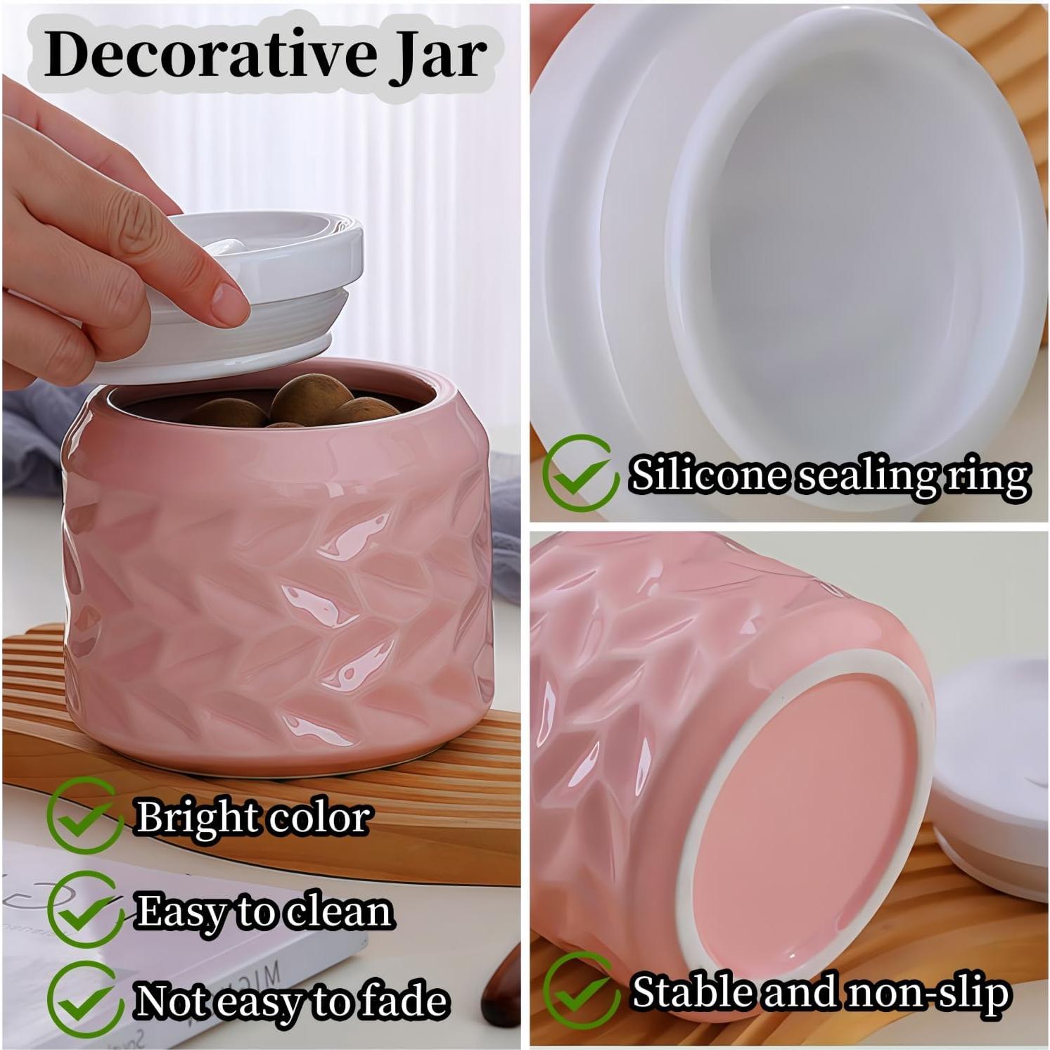 Tarro de Cerámica con Tapa UUBeauty 750ml Rosa Geométrico