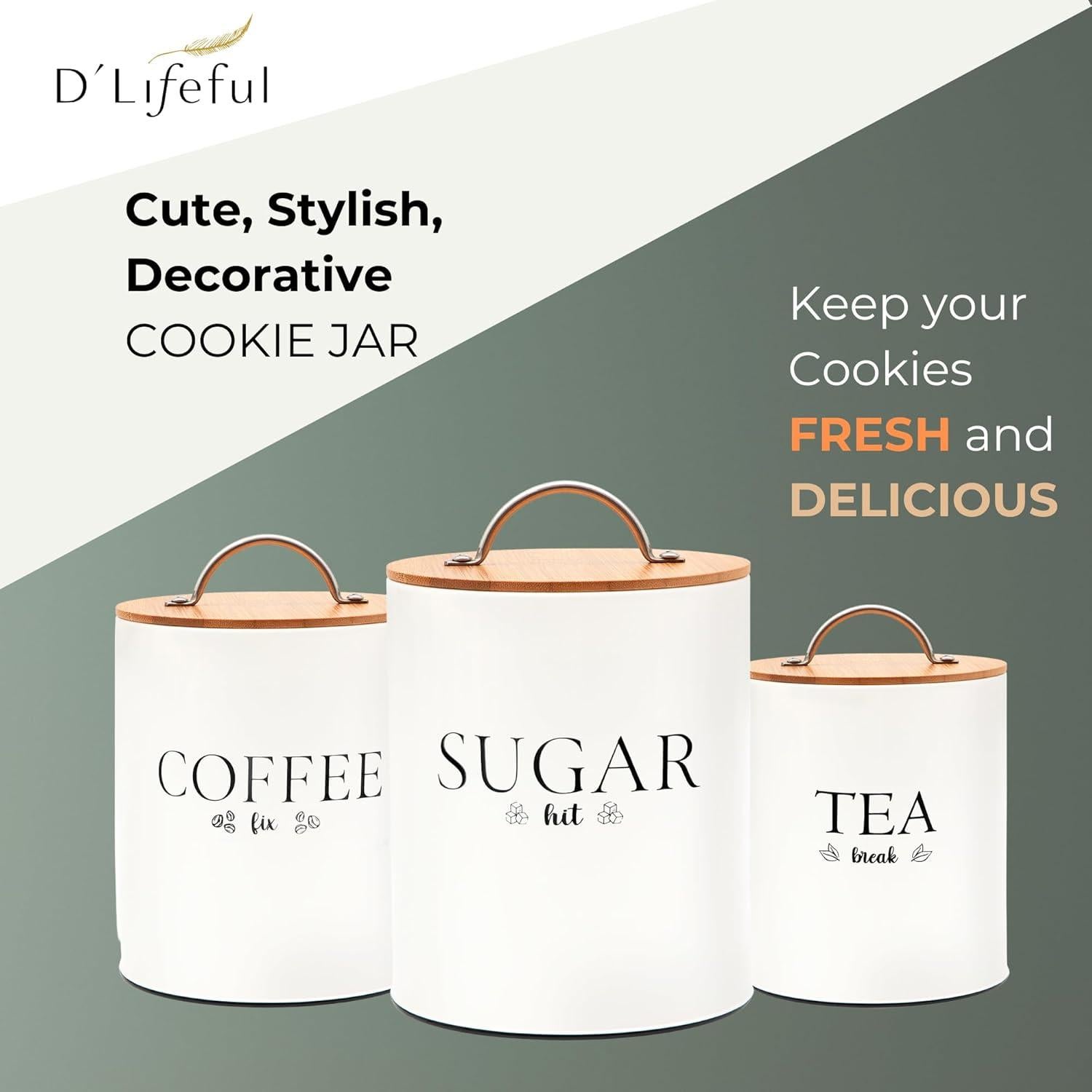 Juego de Tarros Herméticos D'Lifeful - 3 Piezas para Cocina