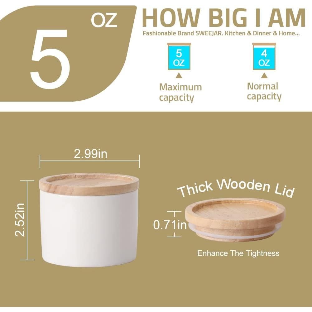 Tarro de Sal Cerámico Sweejar 147 ml Apilable Blanco