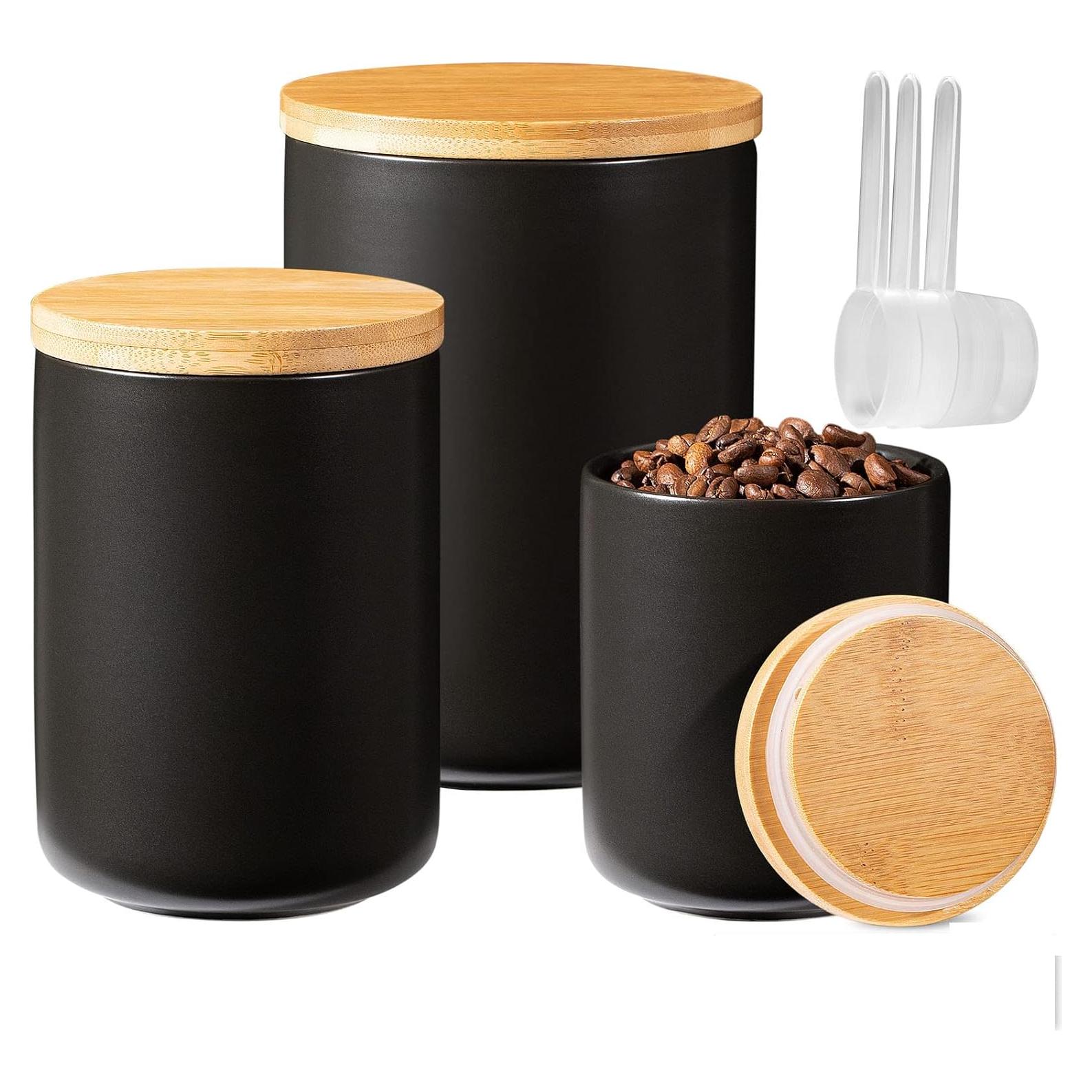 Conjunto de 3 Tarros de Cerámica Negra Yangbaga Herméticos