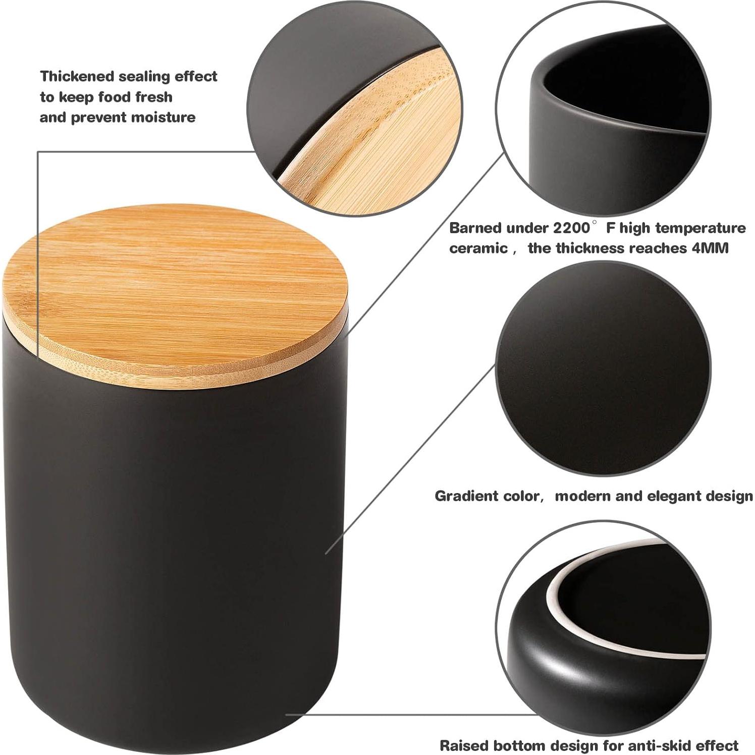 Conjunto de 3 Tarros de Cerámica Negra Yangbaga Herméticos