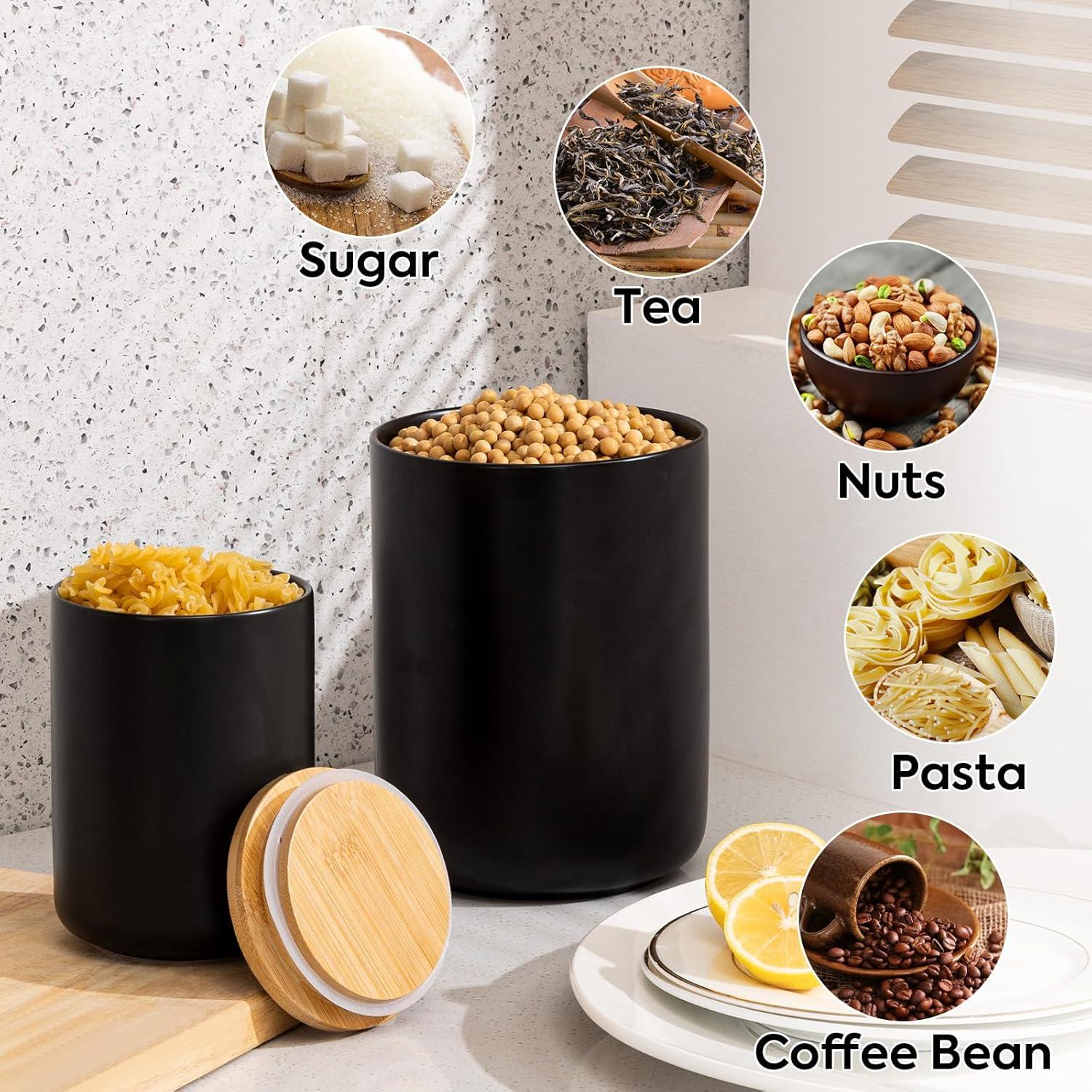 Conjunto de 3 Tarros de Cerámica Negra Yangbaga Herméticos