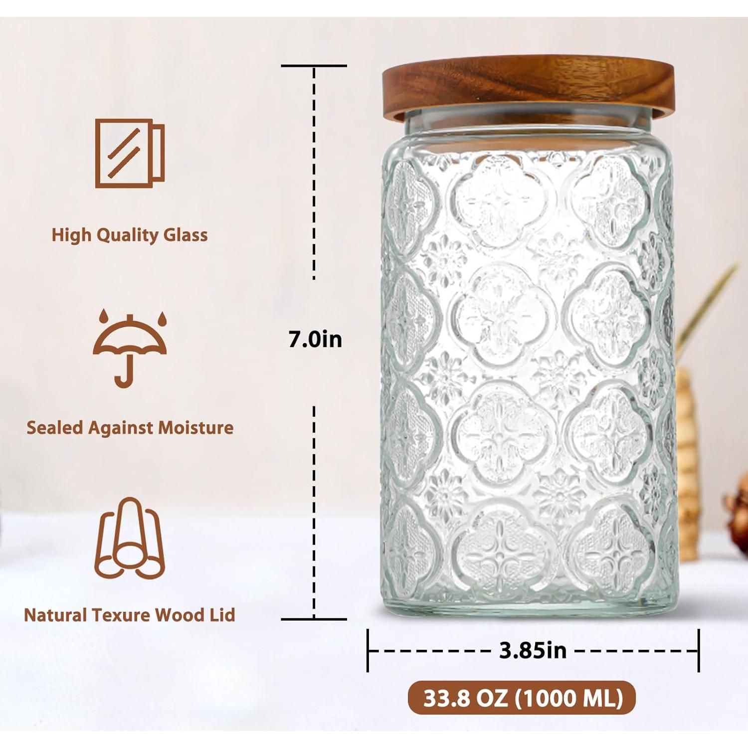 Tarro de Almacenamiento de Vidrio YUTGSMPO 1008ml 2 Pcs Vintage