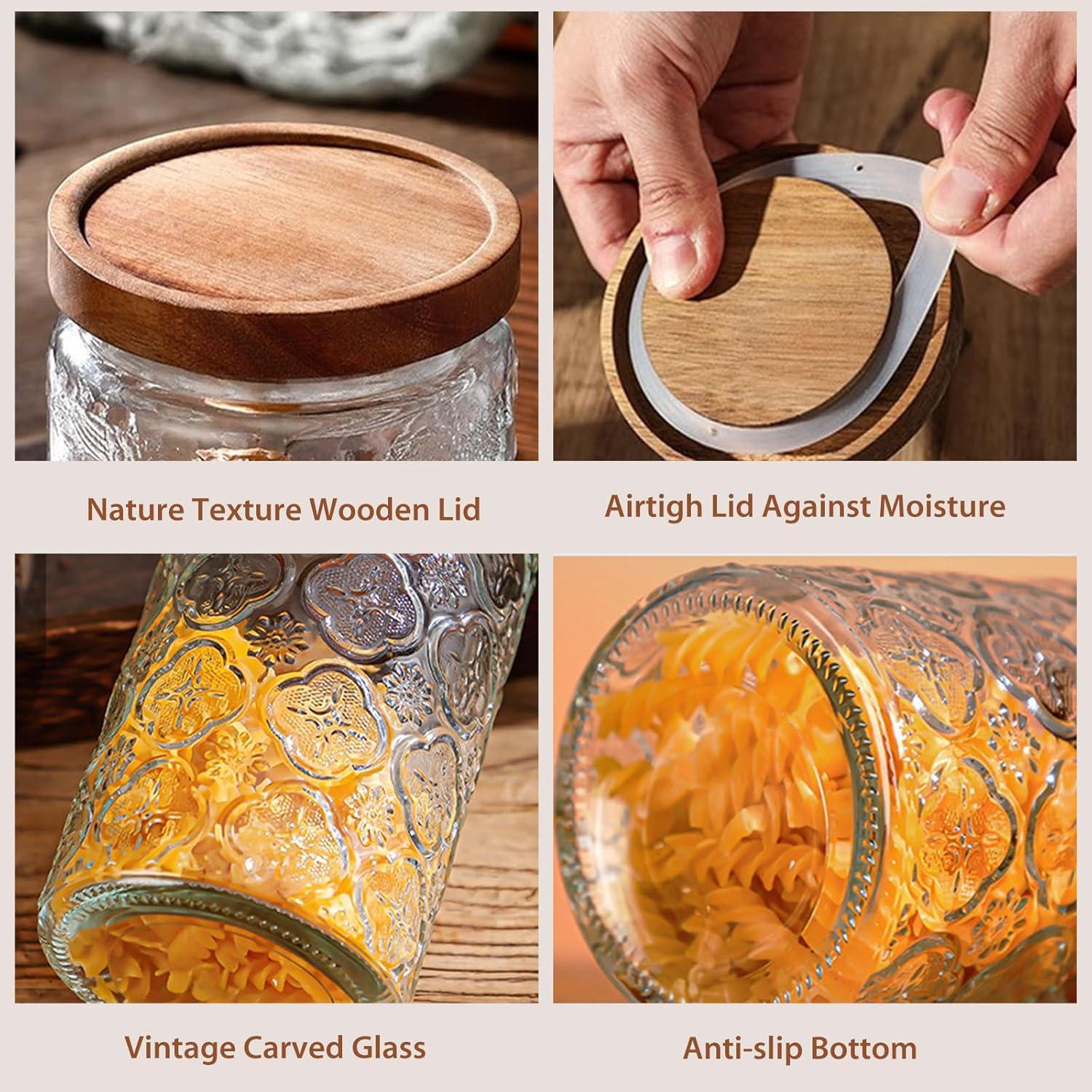 Tarro de Almacenamiento de Vidrio YUTGSMPO 1008ml 2 Pcs Vintage