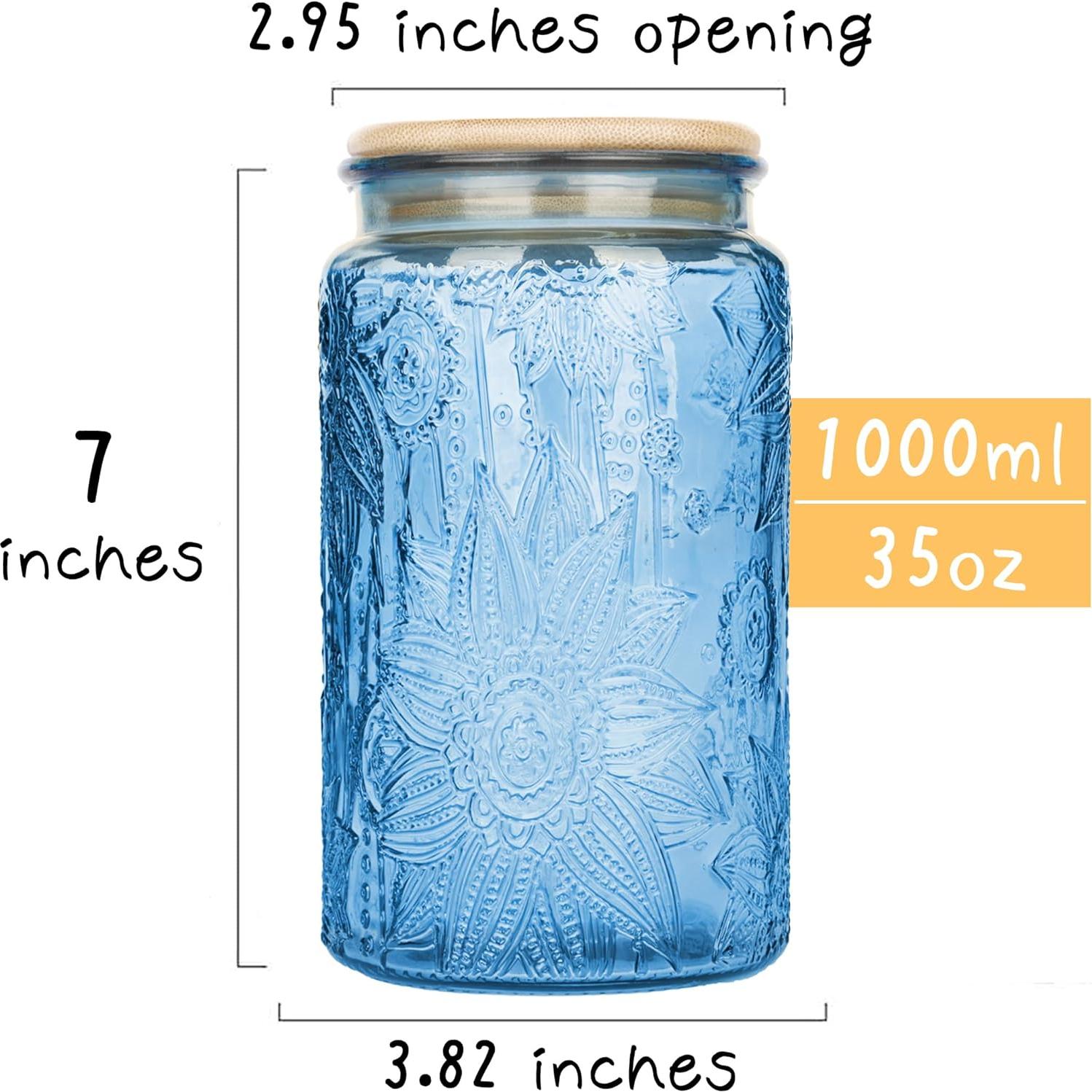 Tarro de Almacenamiento de Vidrio Hermético Custde 1L Azul