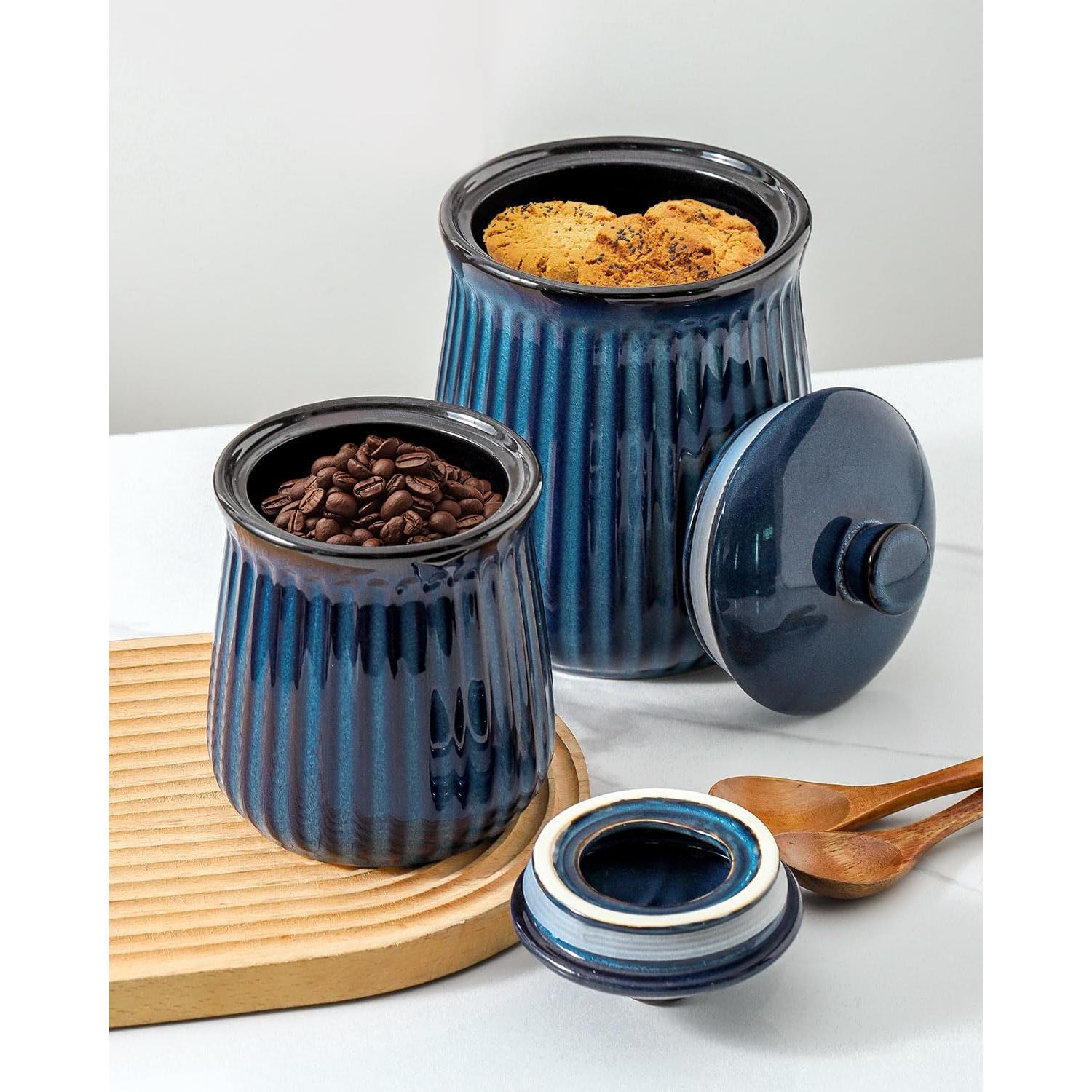 Tarro de Almacenamiento de Cerámica Hasense 35 oz Azul Hermético