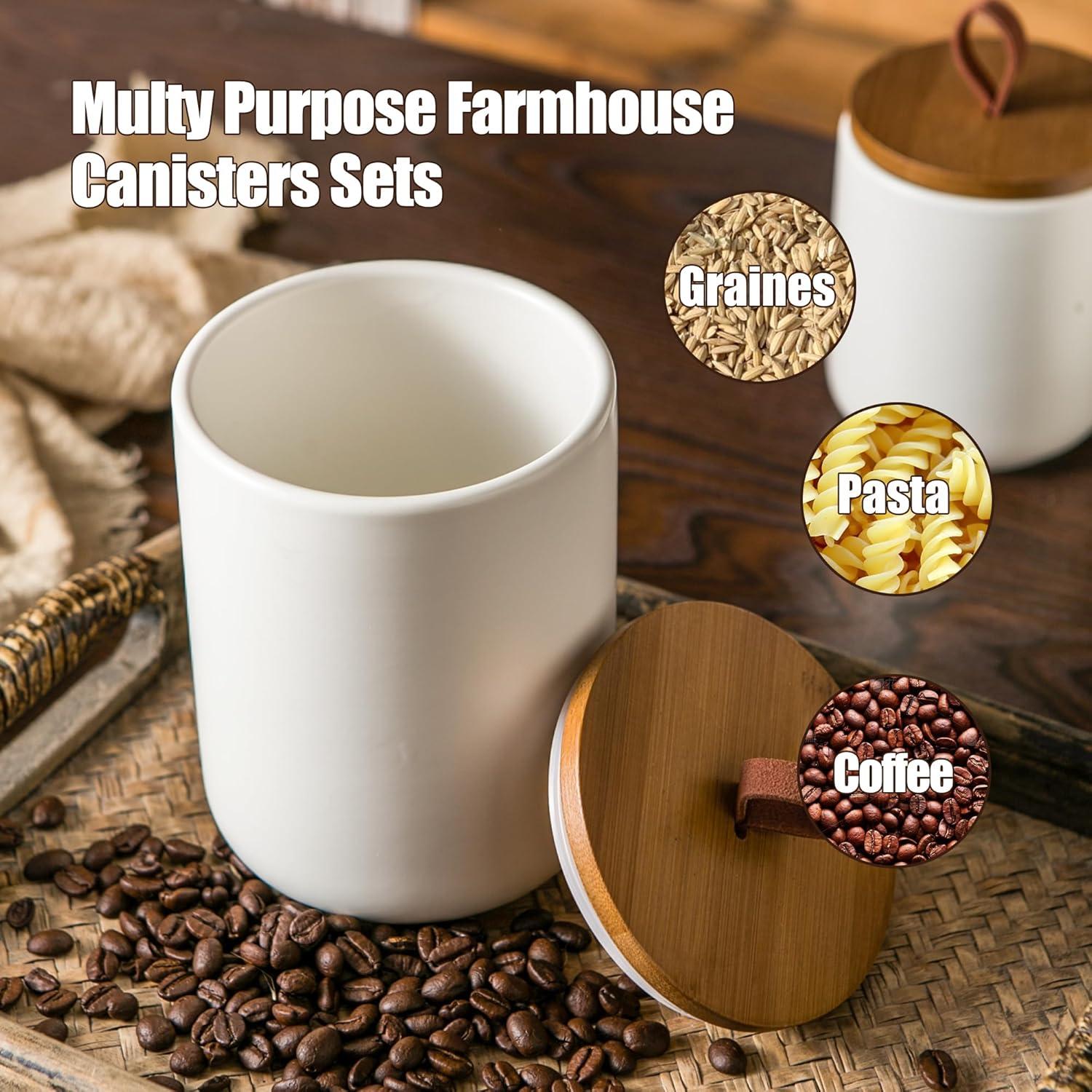 Conjunto de Tarros de Cerámica Blanca JOJUNO - 3 Piezas