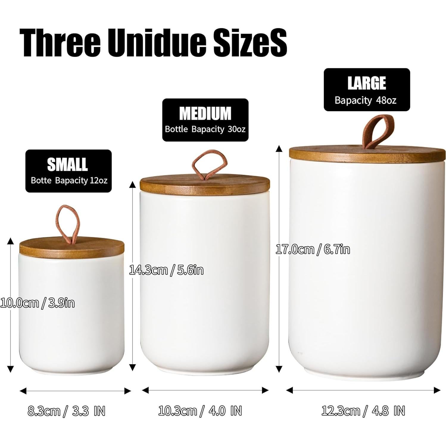 Conjunto de Tarros de Cerámica Blanca JOJUNO - 3 Piezas