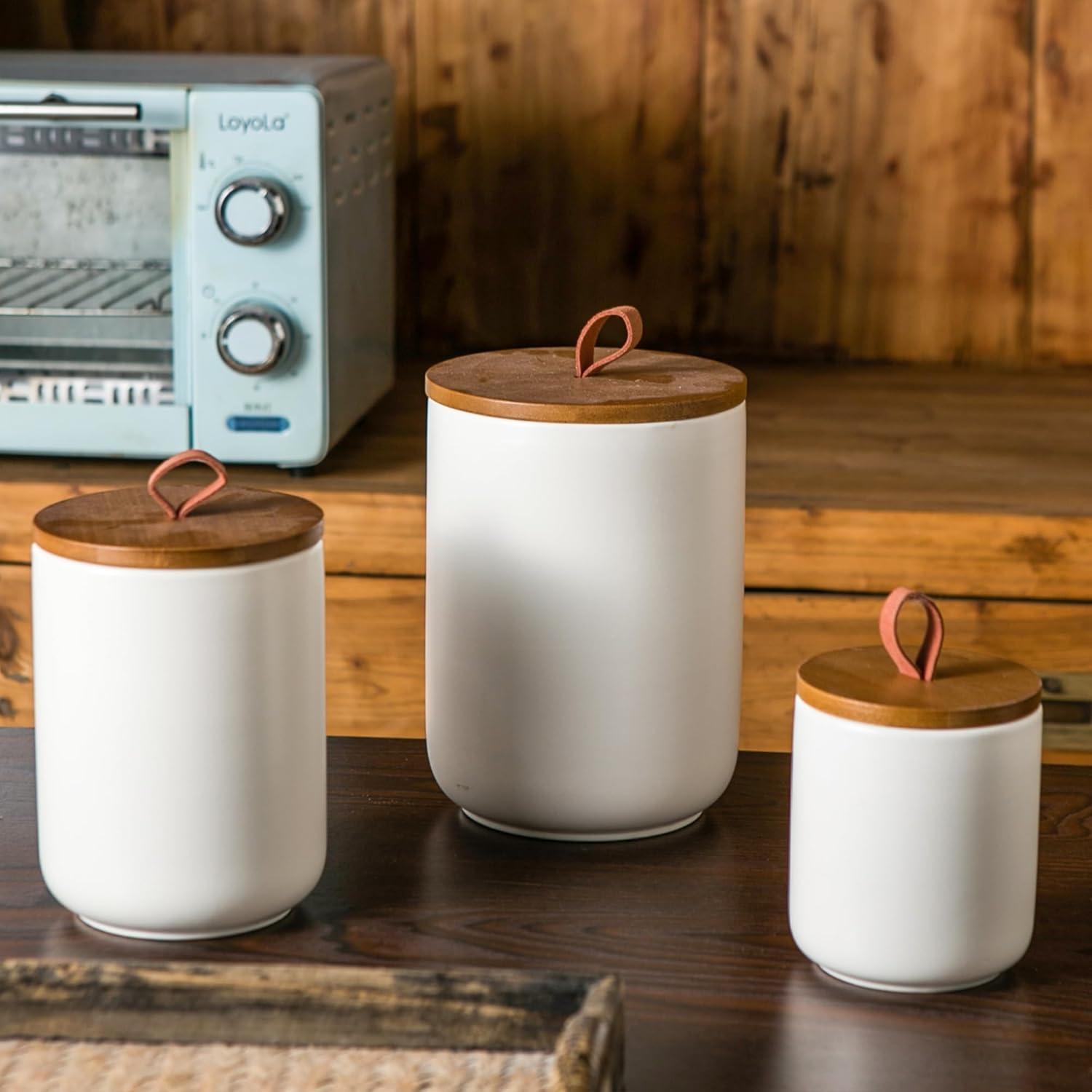 Conjunto de Tarros de Cerámica Blanca JOJUNO - 3 Piezas