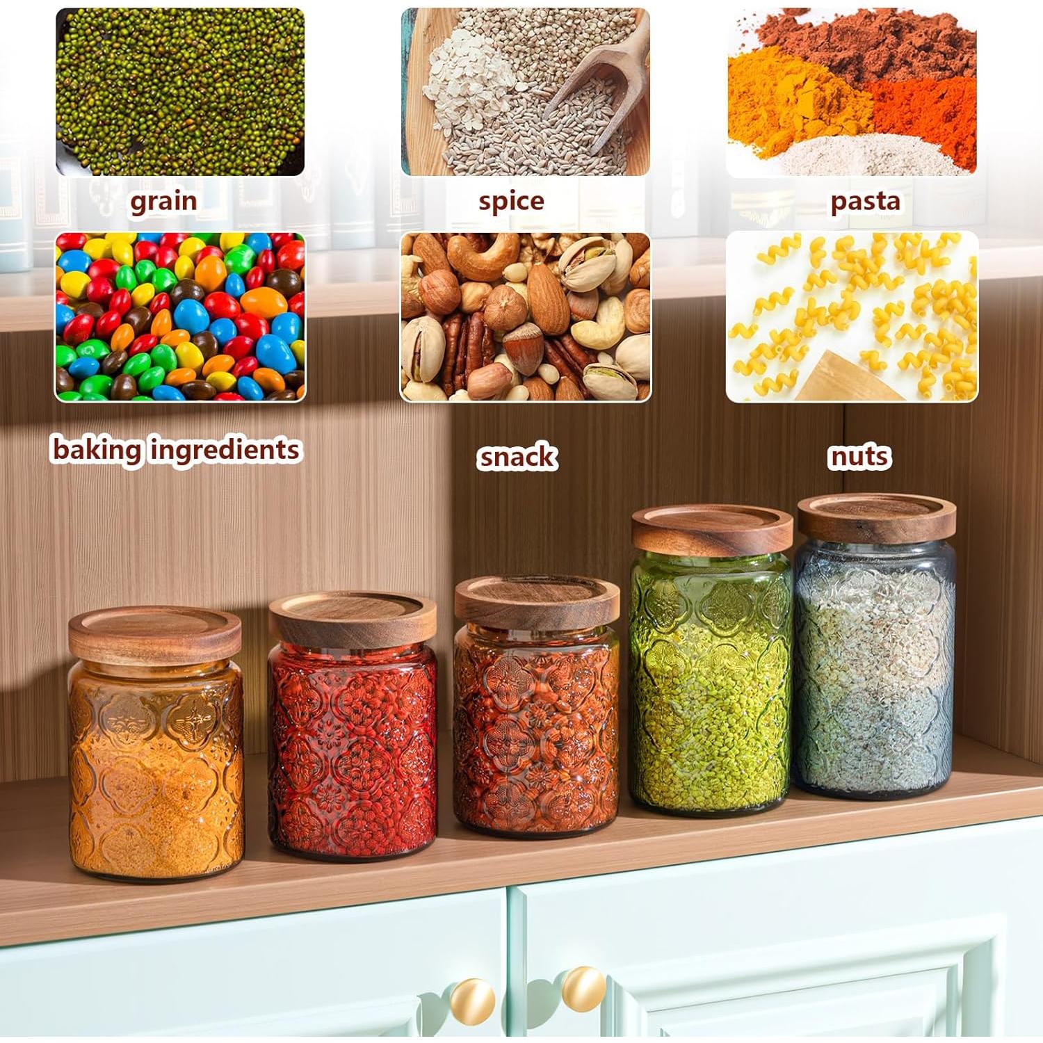 Tarros de Vidrio Vintage Outus 5 Pcs 700ml y 1000ml con Tapas