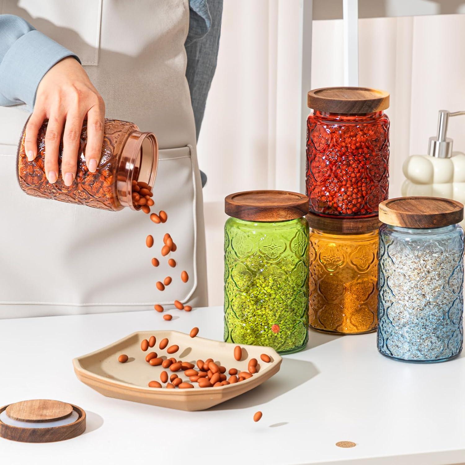 Tarros de Vidrio Vintage Outus 5 Pcs 700ml y 1000ml con Tapas