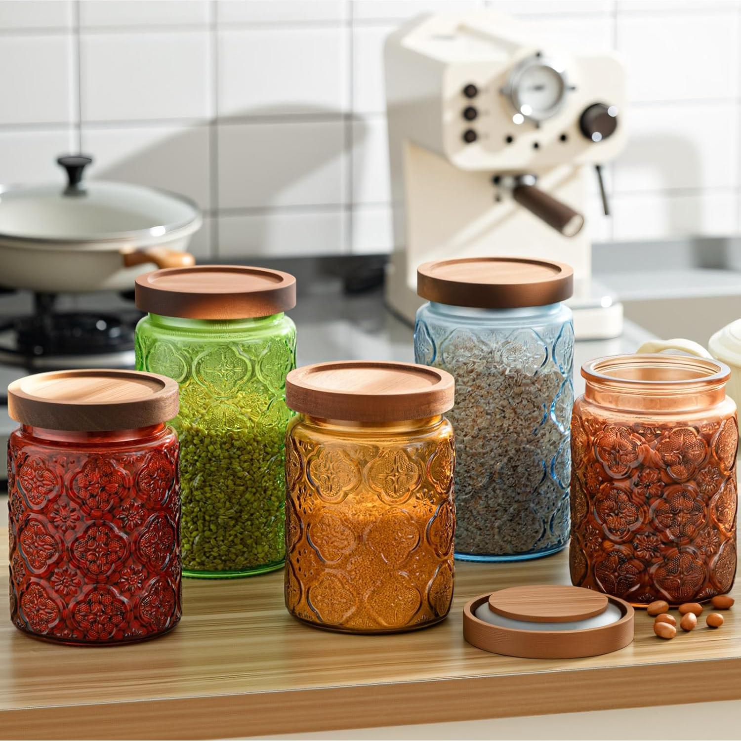 Tarros de Vidrio Vintage Outus 5 Pcs 700ml y 1000ml con Tapas