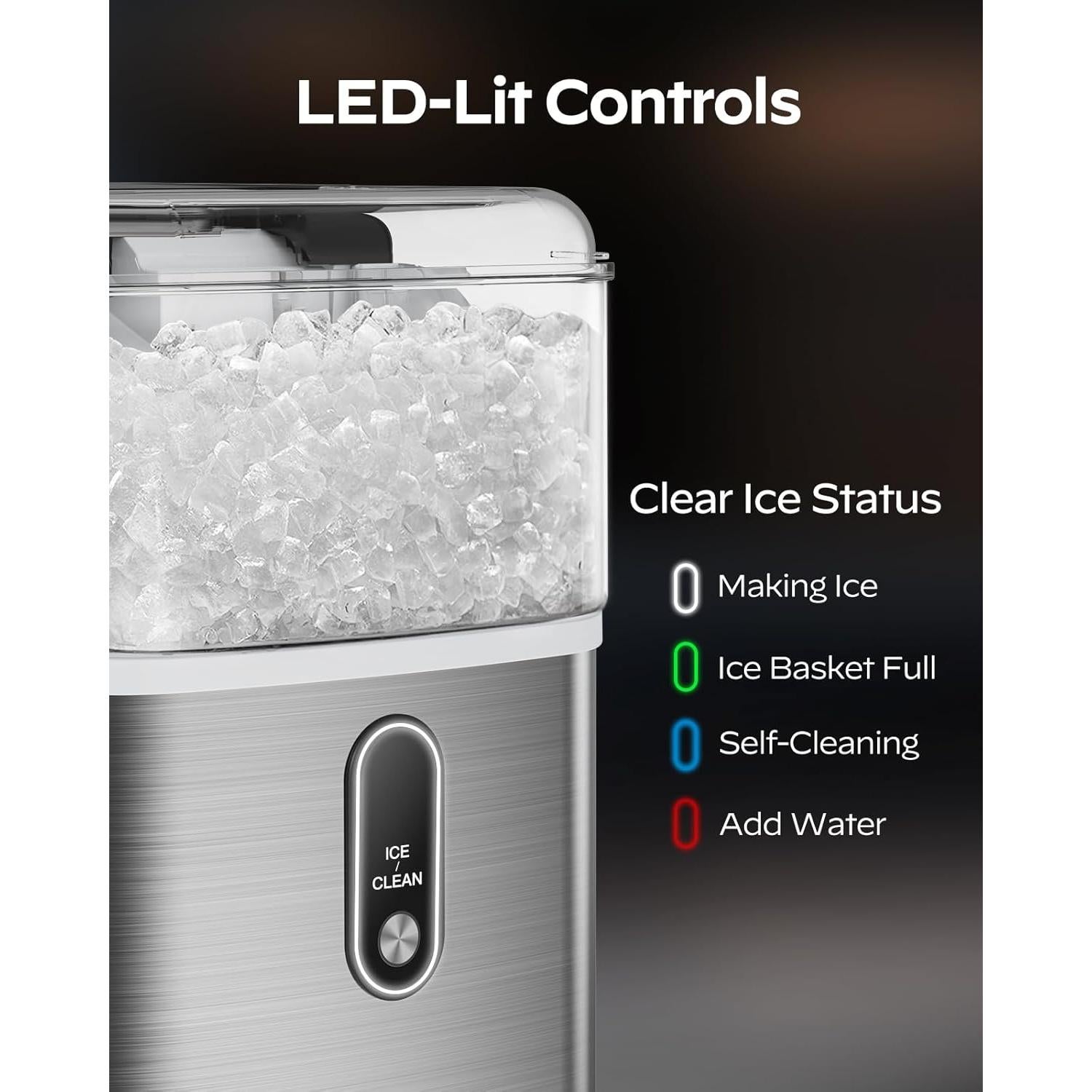 Fabricador de Hielo Nugget HOMEZAY 15 kg/día Compacto