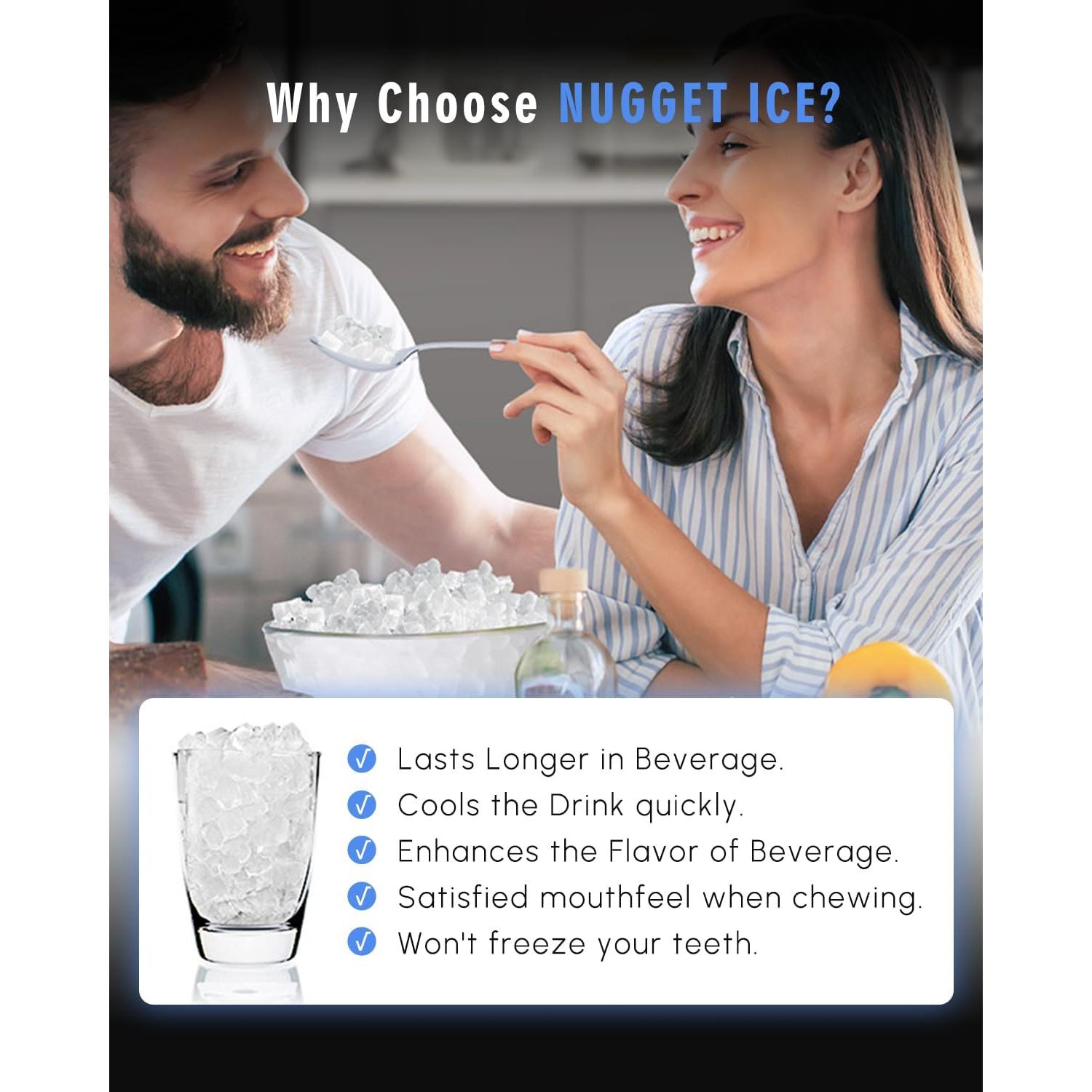 Máquina de Hielo Nugget Maksone 20kg/24h, Control APP, 7 Min