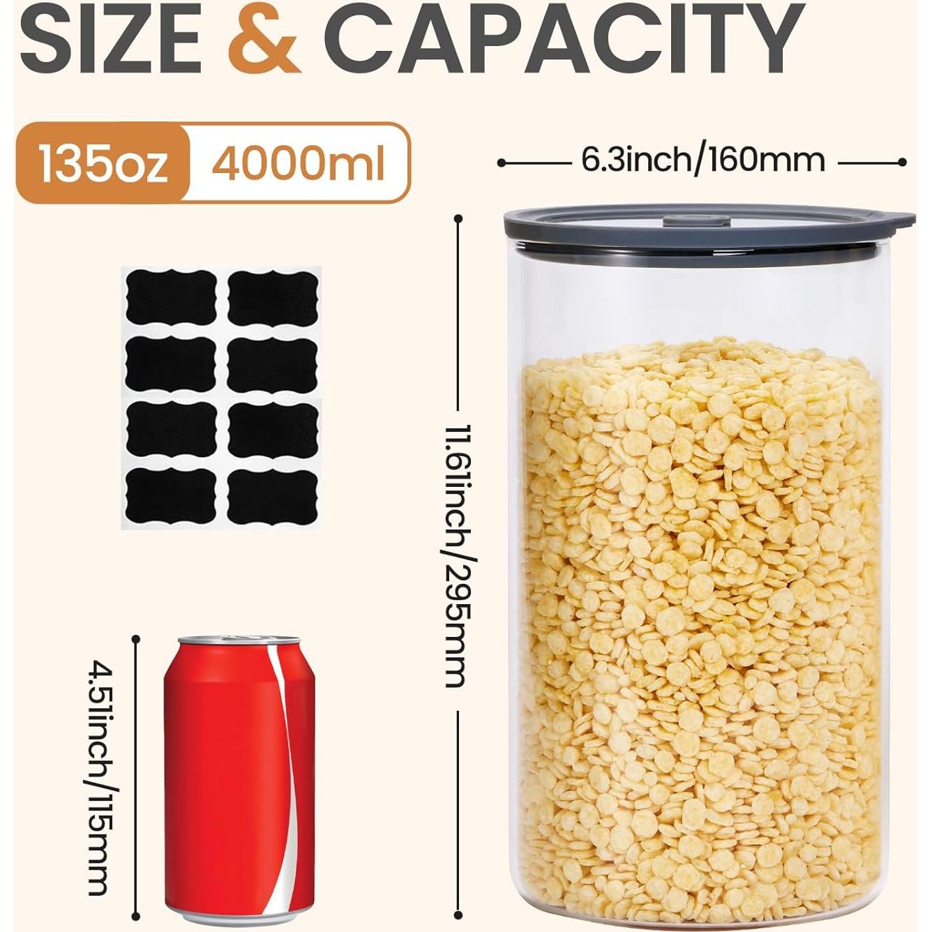 Tarros de Almacenamiento de Vidrio 2x1 Galón con Tapas Herméticas