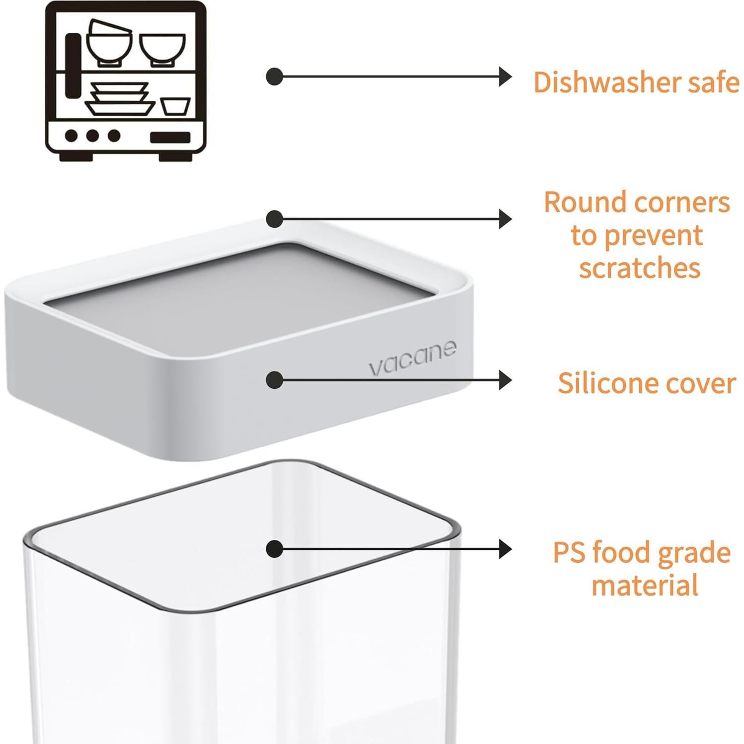 Caja de Almacenamiento de Alimentos Vacane 1800ml Hermética