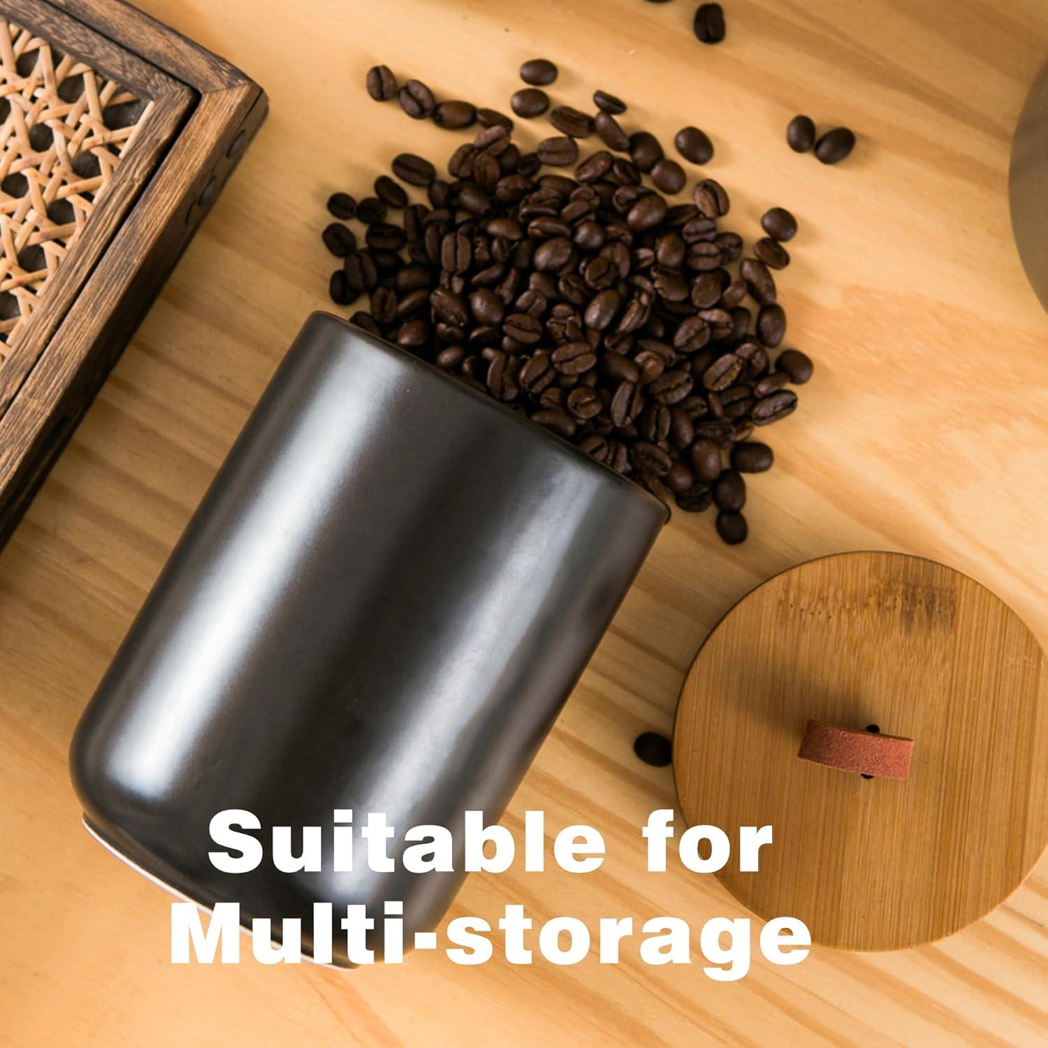 Juego de 3 Tarros de Cerámica Negra Kendiis con Tapa Hermética