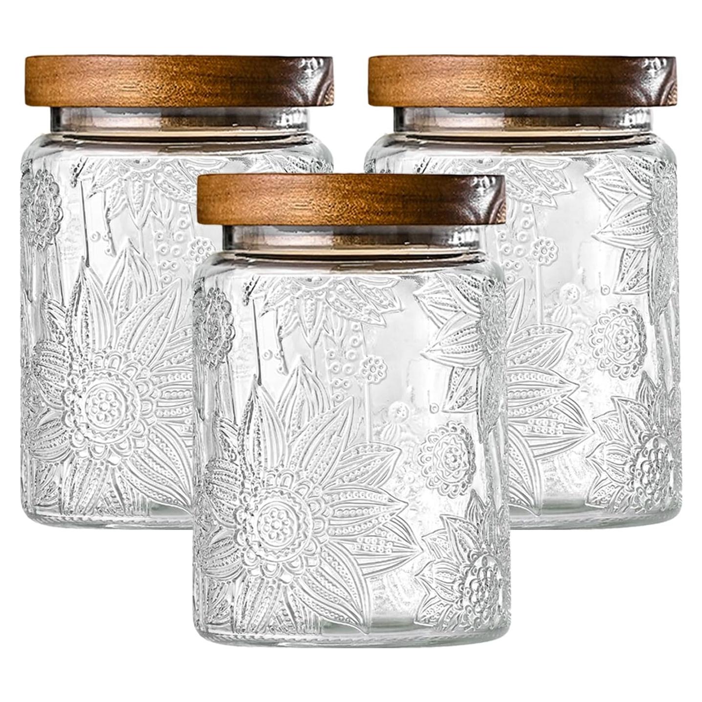 Paquete de 3 tarros de vidrio Adodeen 720ml herméticos