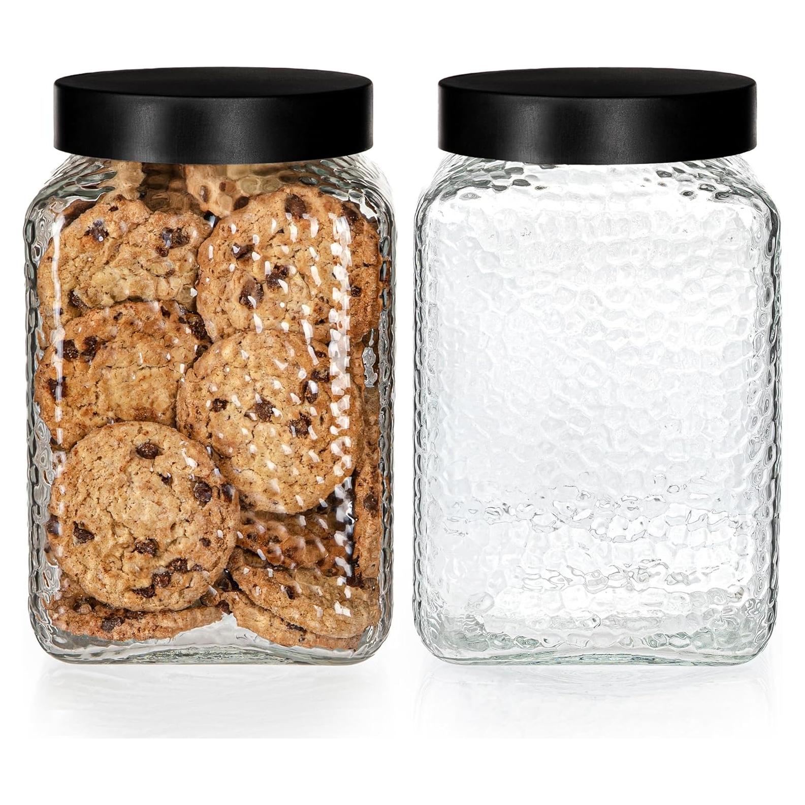 Tarro de Vidrio Grande Kitchentoolz 80oz con Tapa Metal Negro