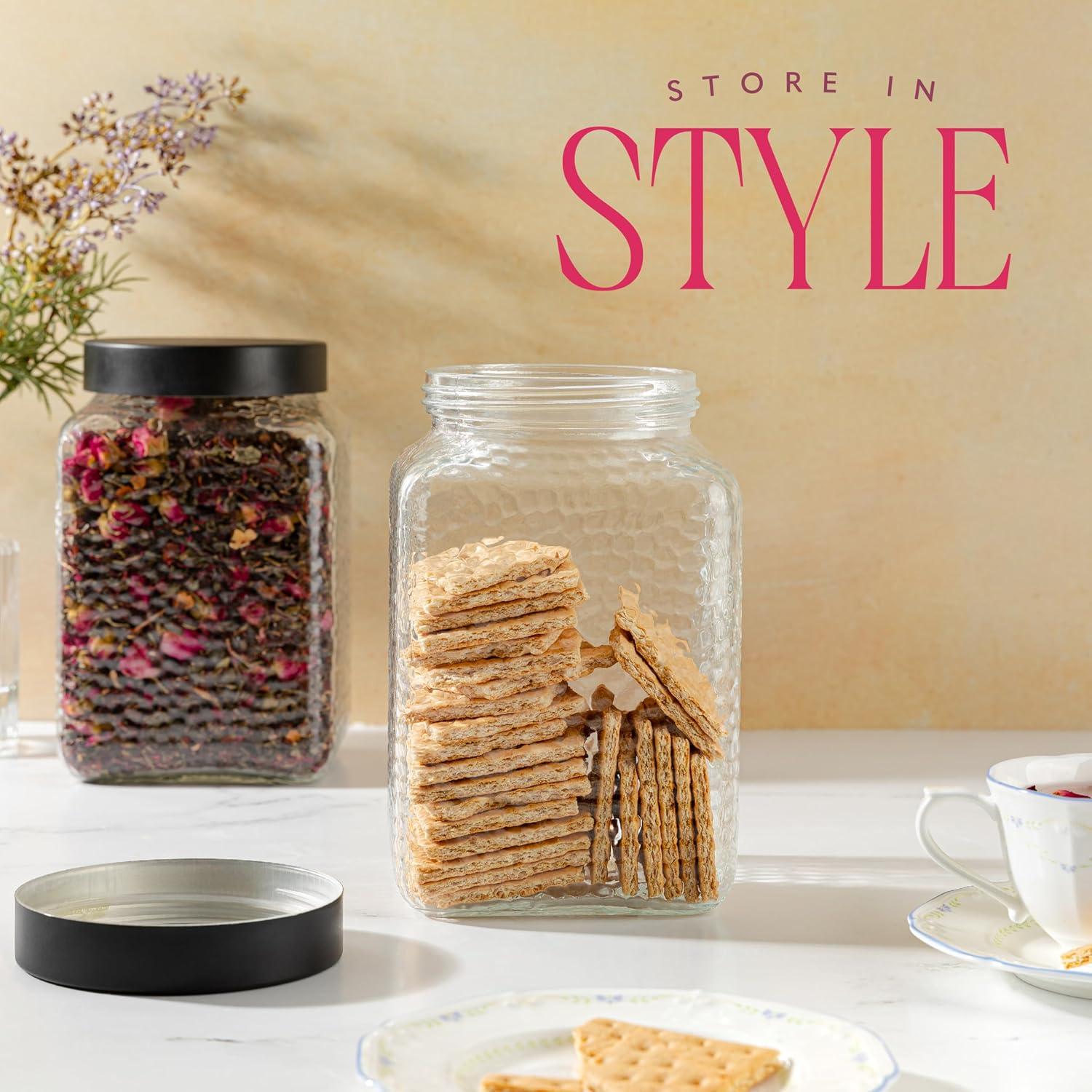 Tarro de Vidrio Grande Kitchentoolz 80oz con Tapa Metal Negro