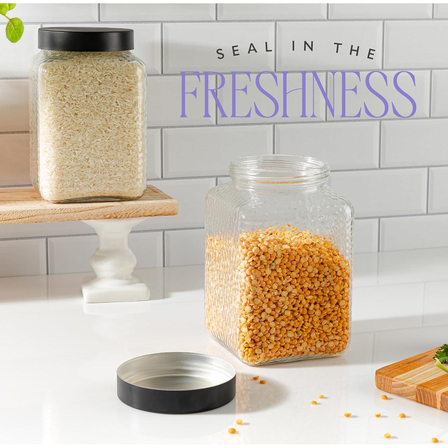 Tarro de Vidrio Grande Kitchentoolz 80oz con Tapa Metal Negro