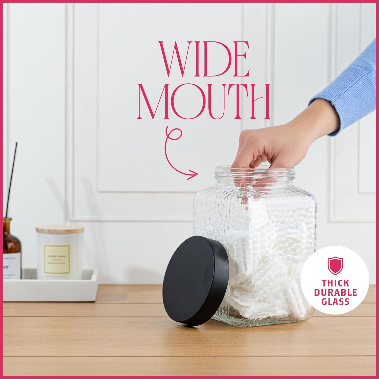 Tarro de Vidrio Grande Kitchentoolz 80oz con Tapa Metal Negro