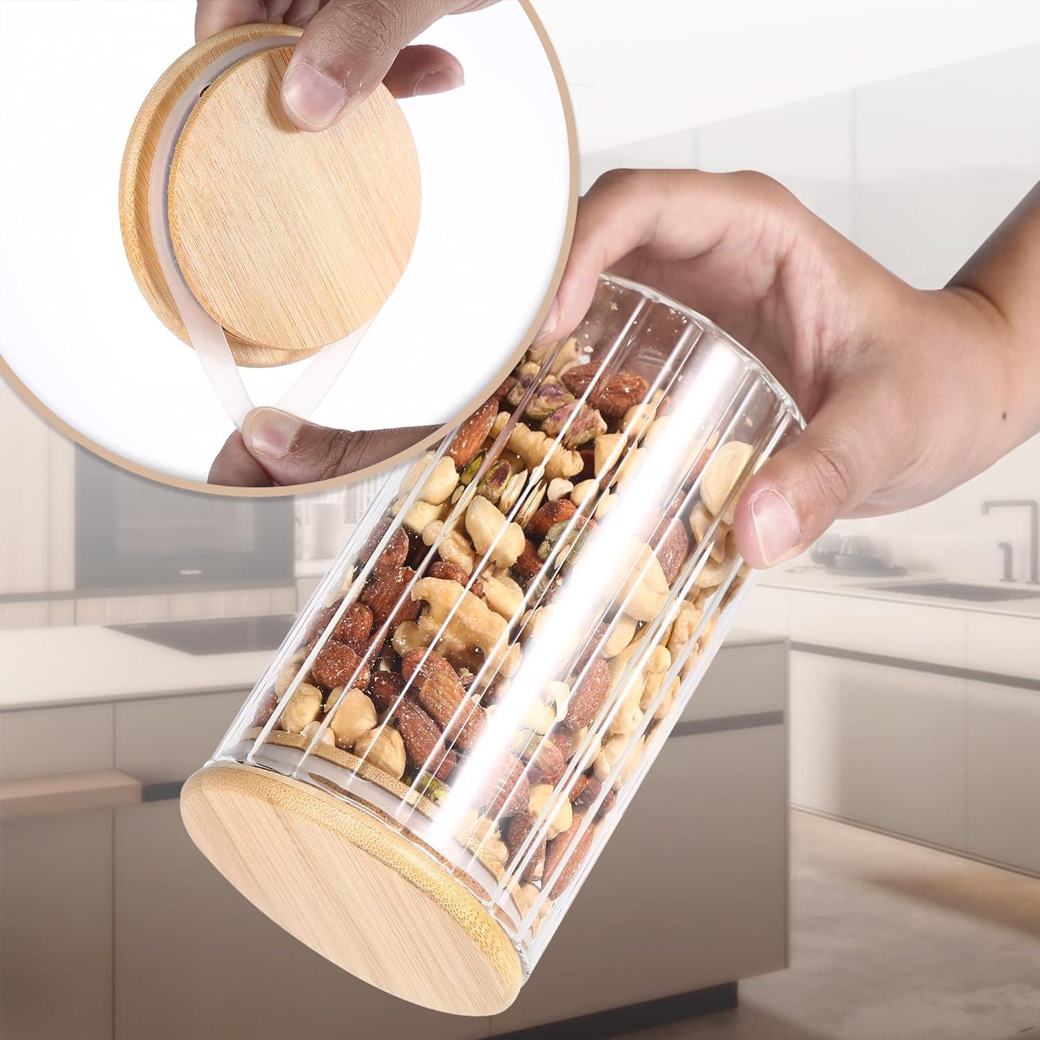 Tarros de Vidrio Herméticos Steviieden 700ml con Cucharas de Bambú - 2 Pack