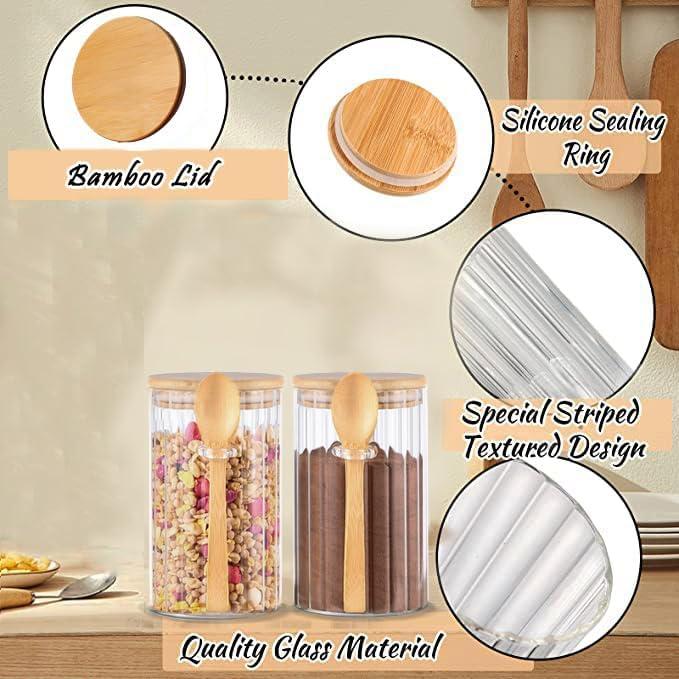 Tarros de Vidrio Herméticos Steviieden 700ml con Cucharas de Bambú - 2 Pack