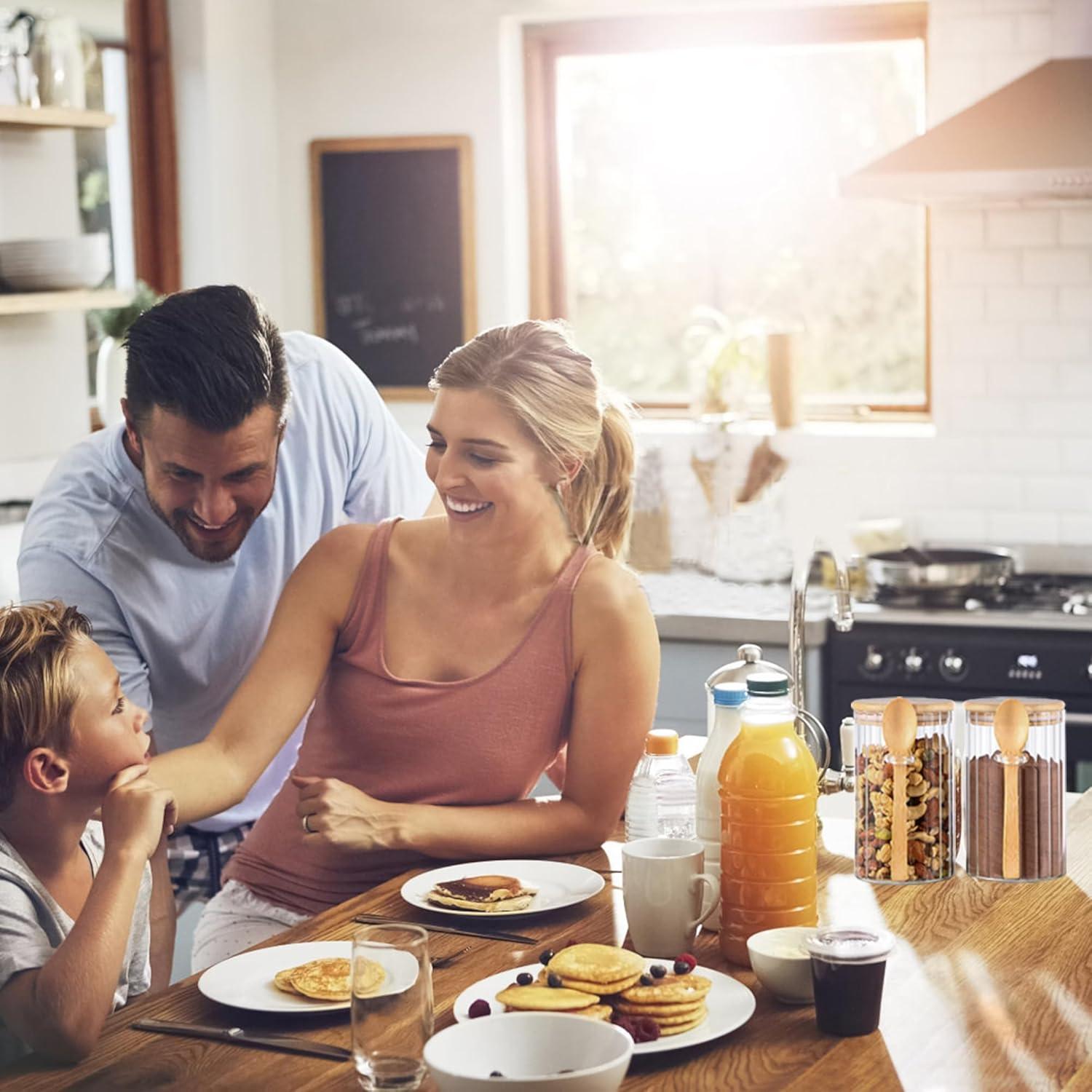 Tarros de Vidrio Herméticos Steviieden 700ml con Cucharas de Bambú - 2 Pack